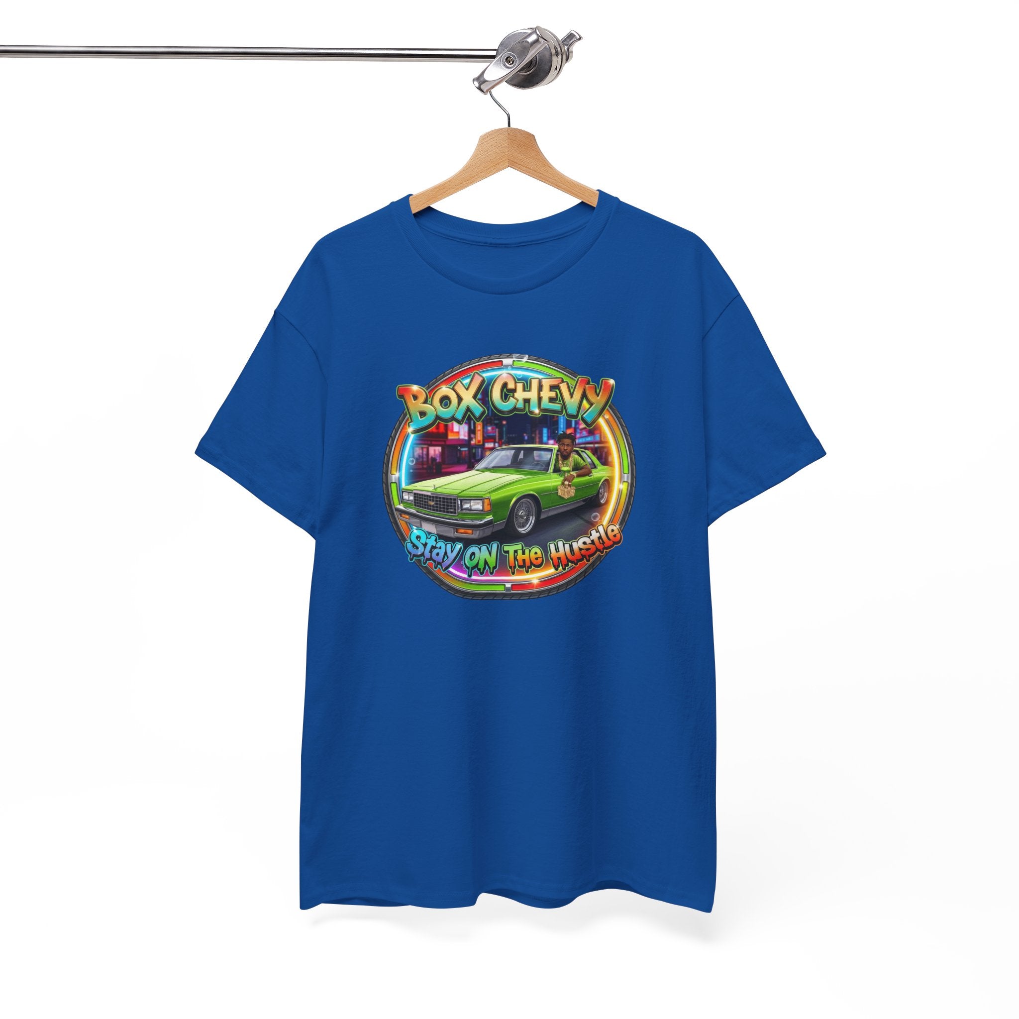 Vintage Chevy Truck Tee — "Box Chevy Stay On The Hustle" Retro Car Graphic Shirt
