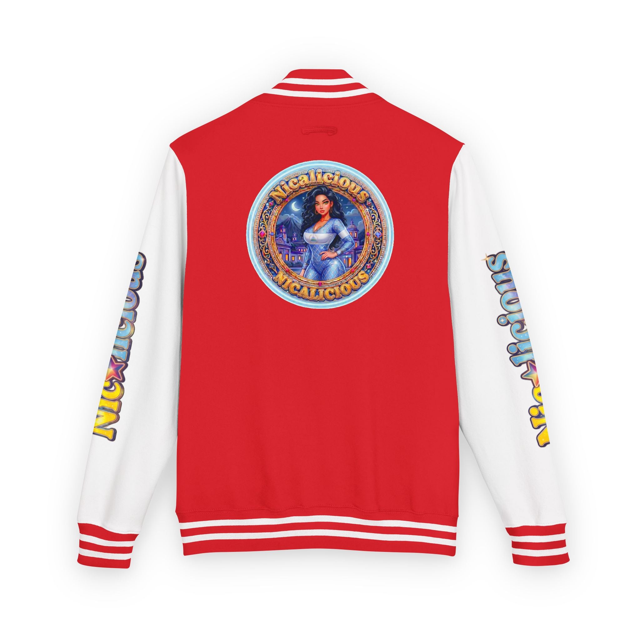 Letterman Jacket — 'Nicalicious' Graphic Varsity Jacket with Retro Badge