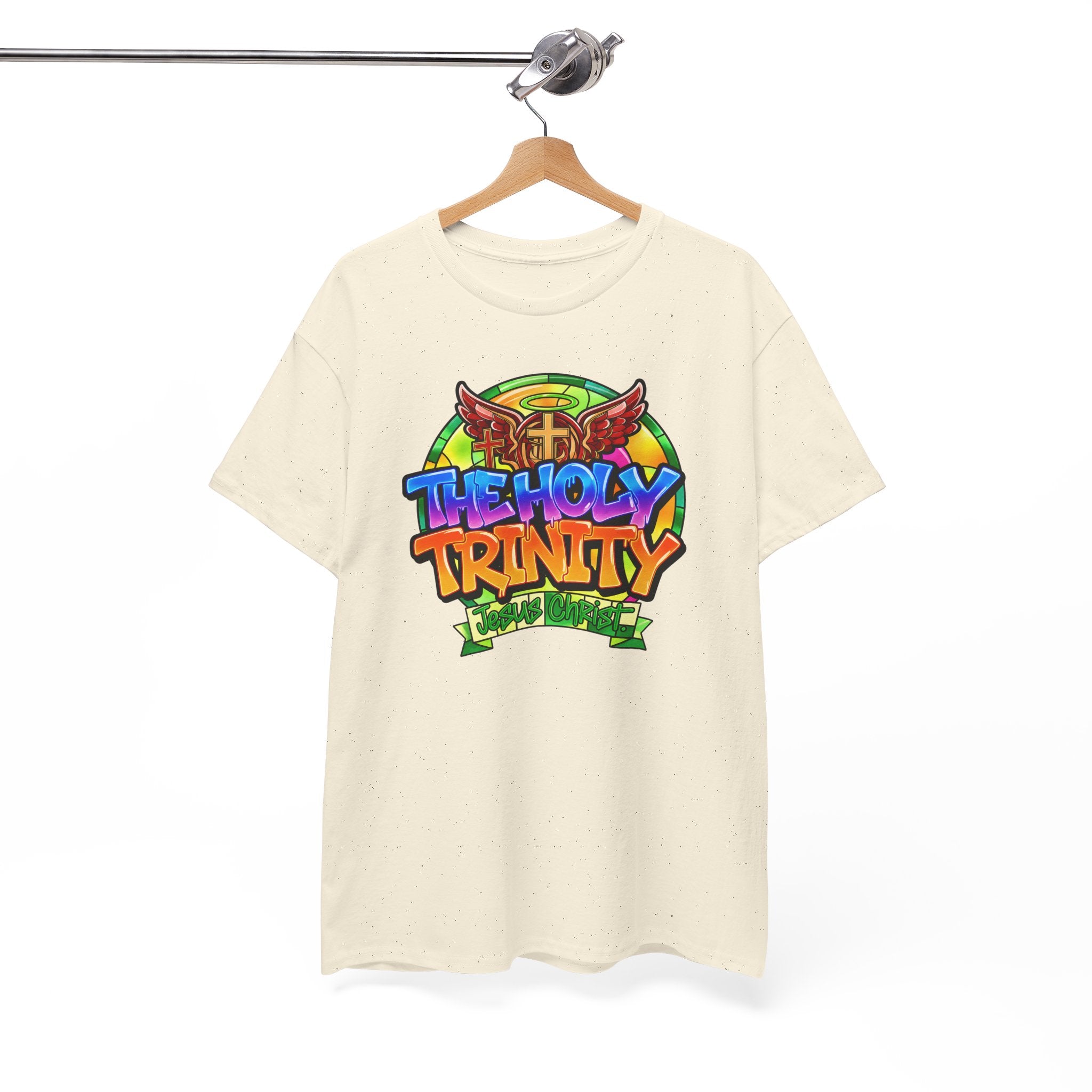 Holy Trinity Graphic Tee — Colorful Faith-Inspired Streetwear T-Shirt
