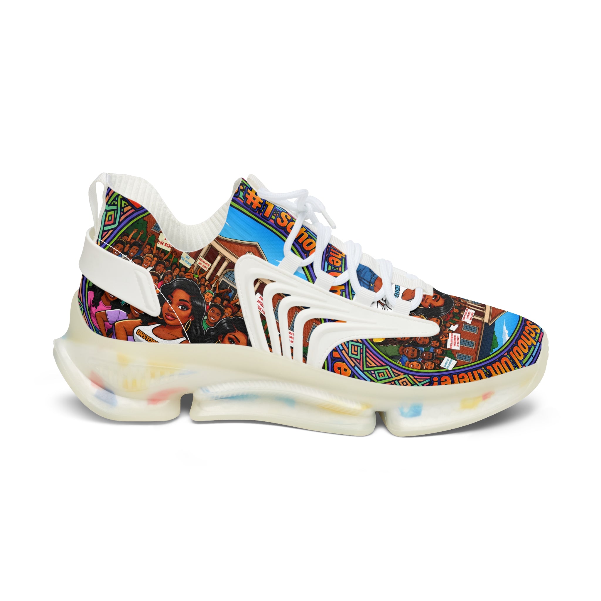 Women’s Mesh Sneakers — " What's The #1 School Out There "Vintage School Crew Graphic Athletic Shoes