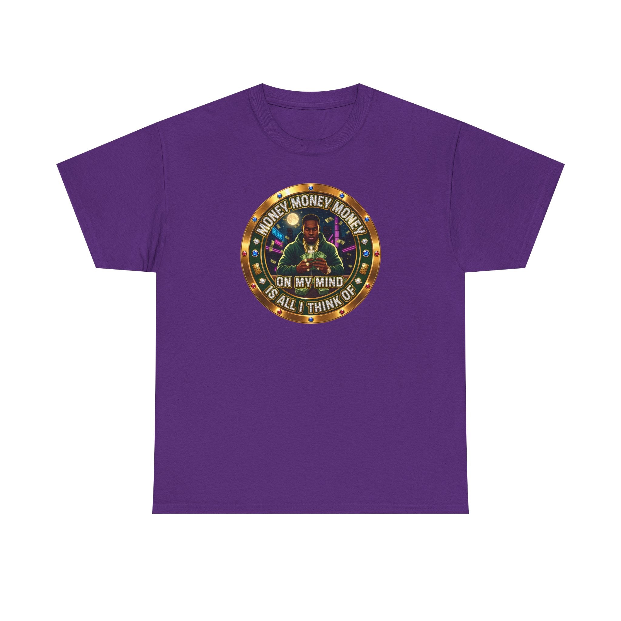 "Money On My Mind" Graphic Tee — Retro Casino Coin Design