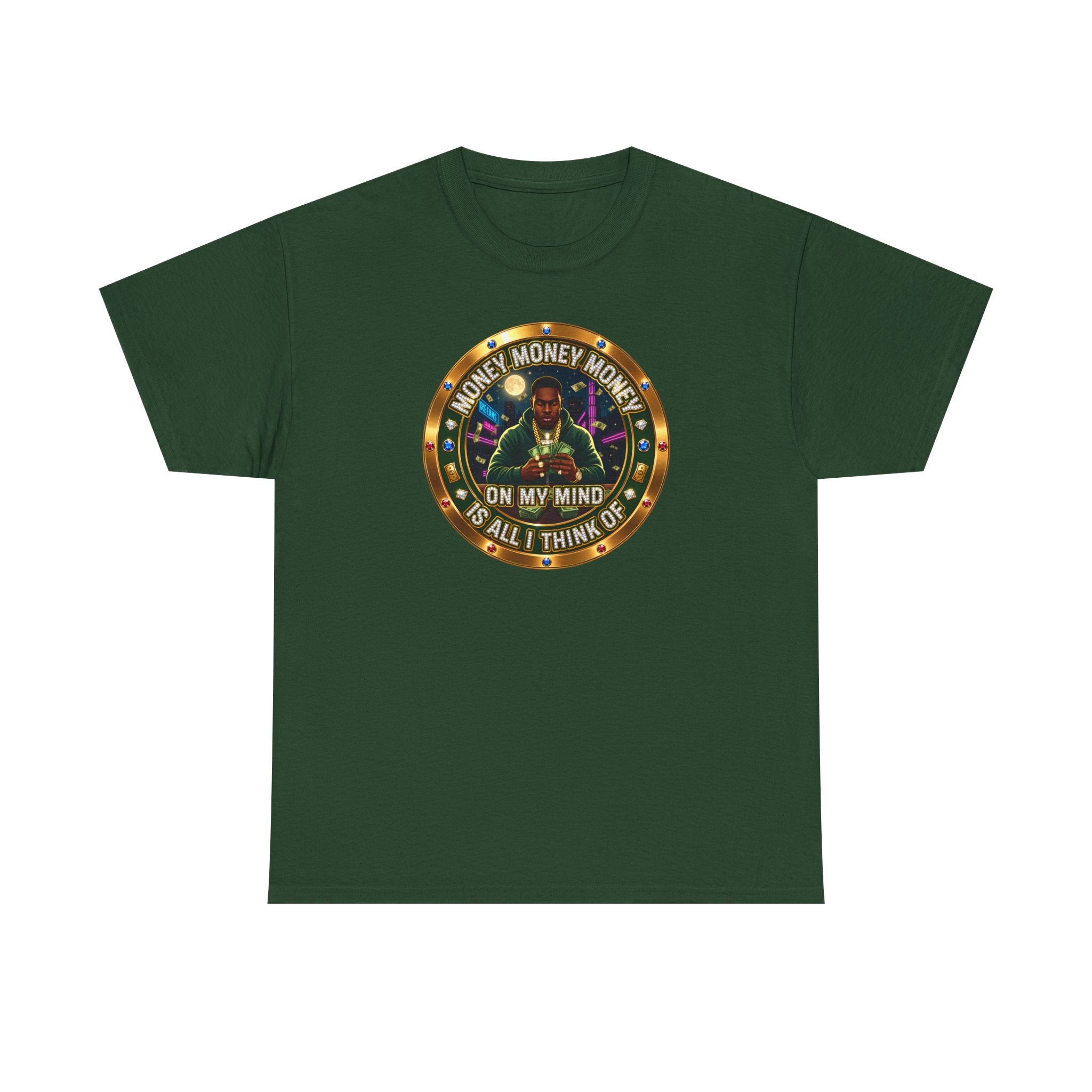 "Money On My Mind" Graphic Tee — Retro Casino Coin Design