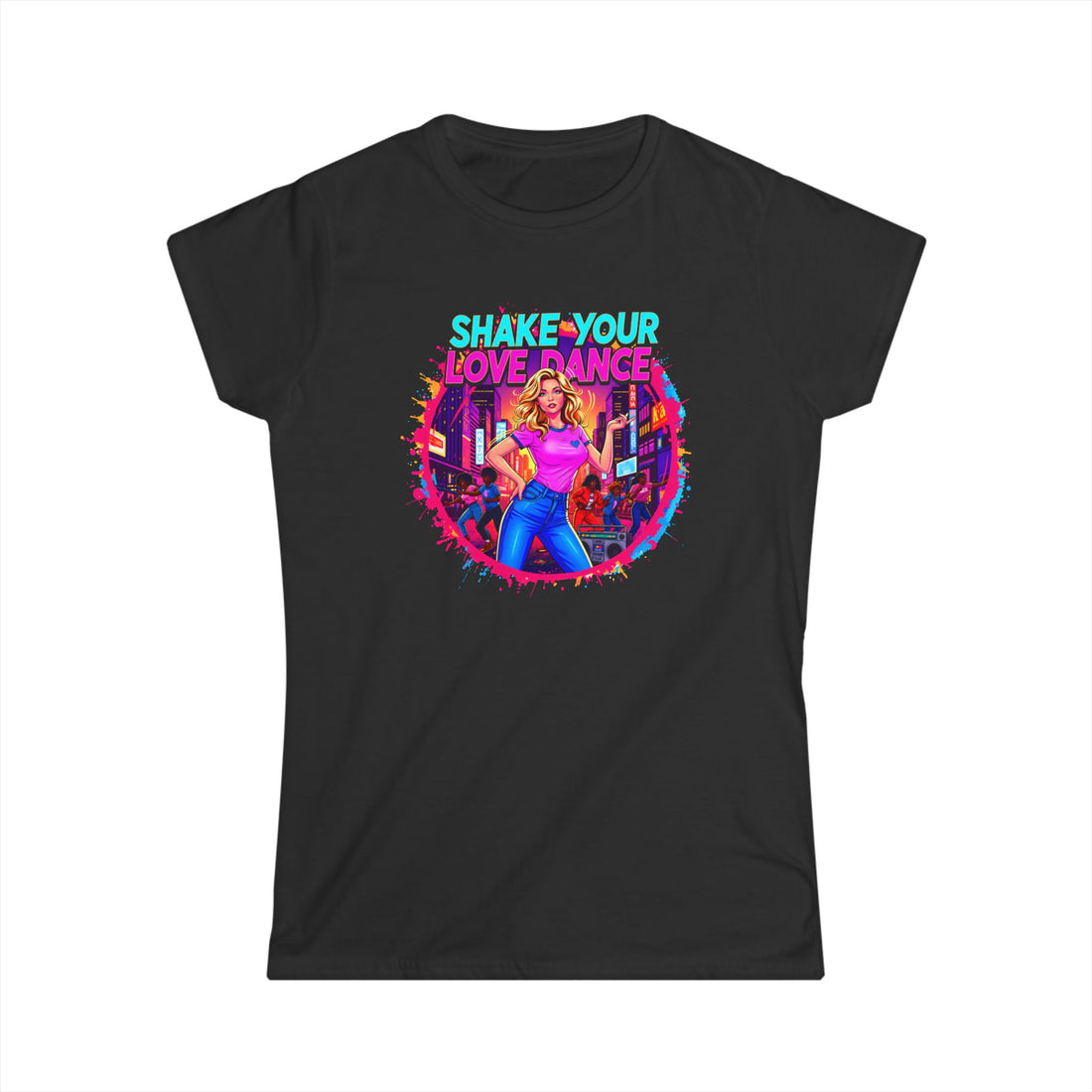 "Shake Your Love Dance" Women's T‑Shirt — Retro Dance Girl Graphic Tee
