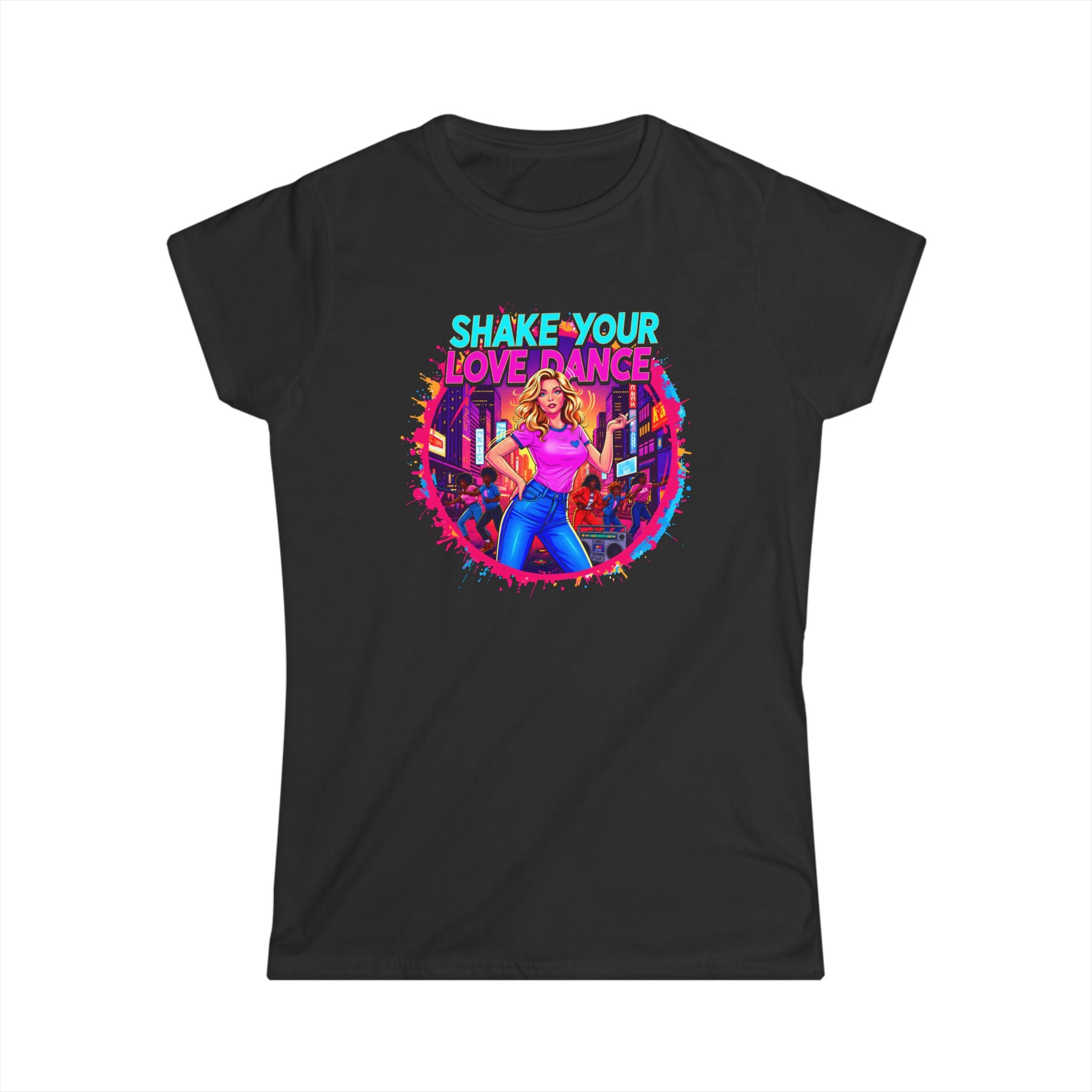 "Shake Your Love Dance" Women's T‑Shirt — Retro Dance Girl Graphic Tee