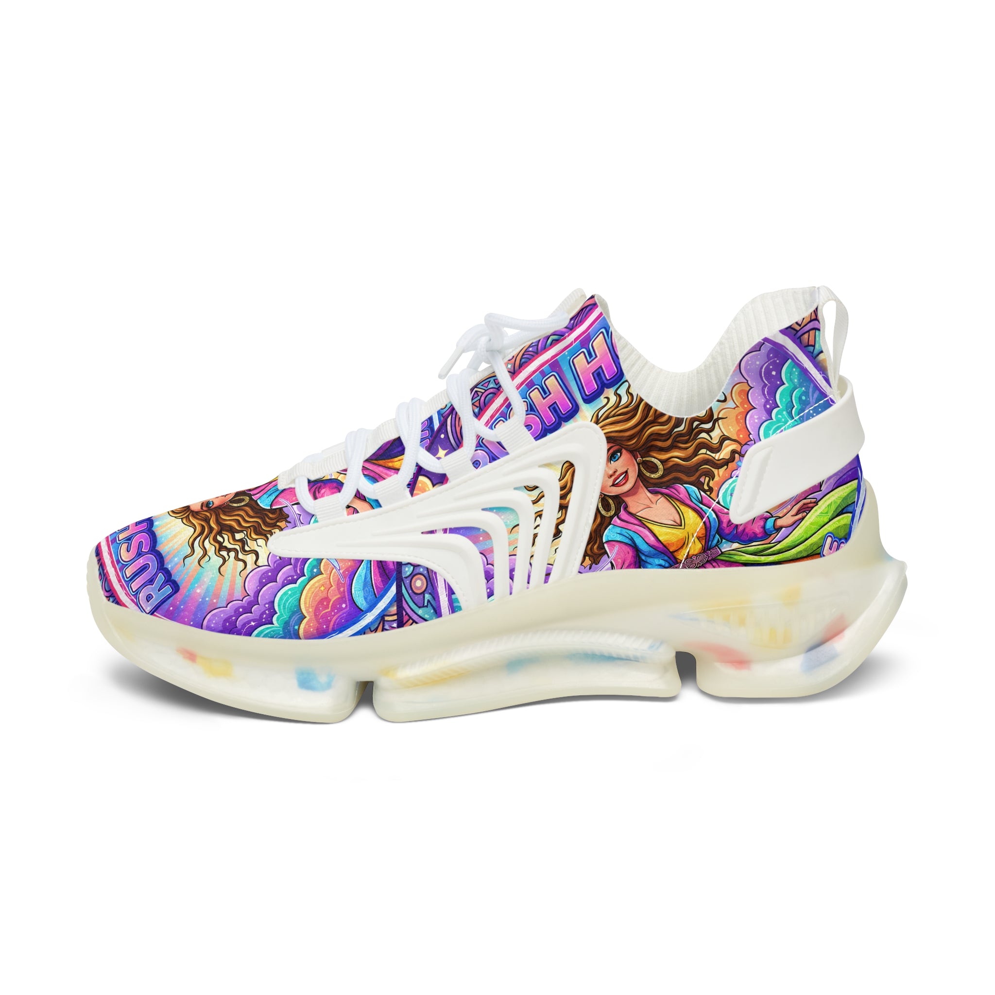 Mesh Sneakers — Vibrant 'Rush Hour' Retro Goddess Athletic Shoes