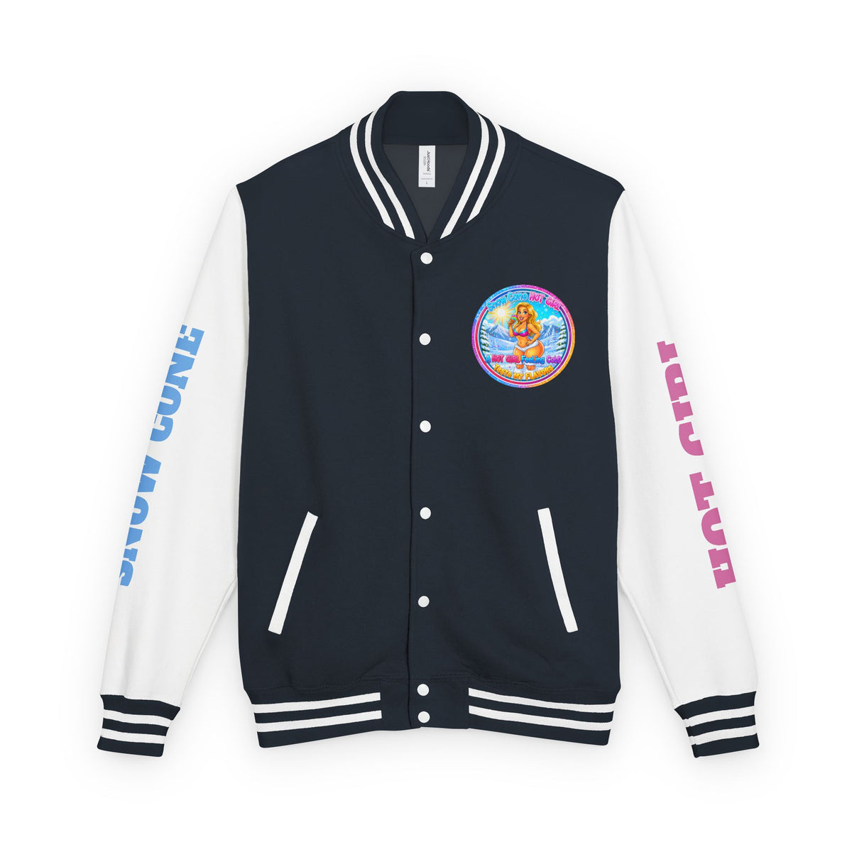 Angel Pinup Letterman Jacket — "Snowcone Hot Girl " Graphic Varsity Jacket