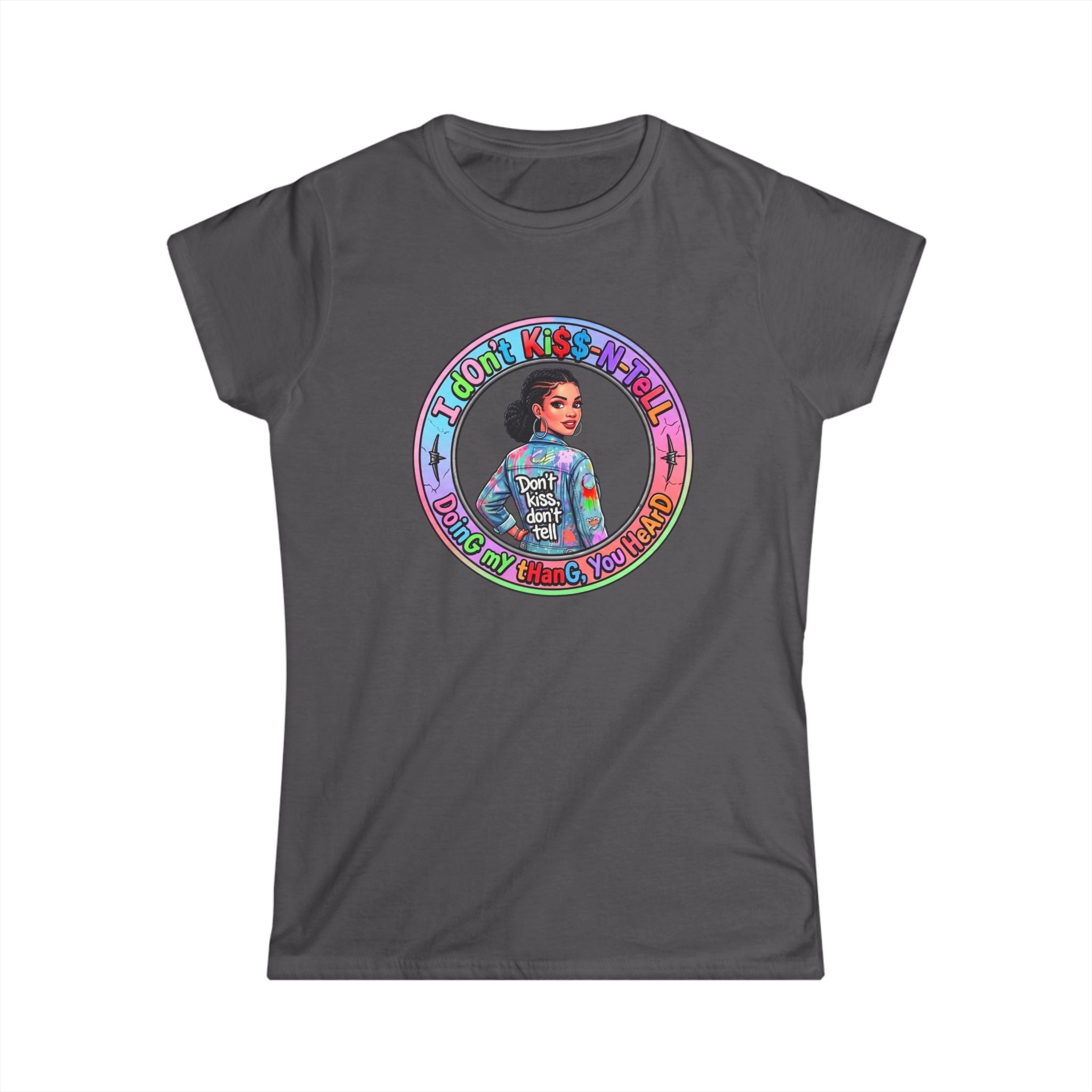 Women's Tee — 'I Don't Kiss-N-Tell" Vintage-Inspired Afro Pride Graphic