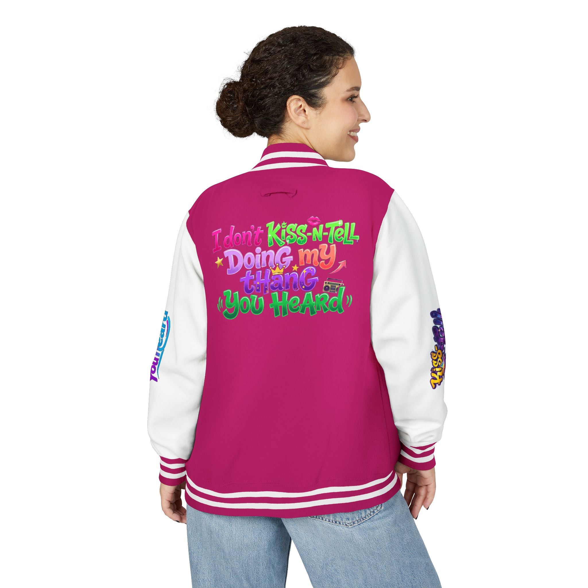 Letterman Jacket — "I Don't Kiss-N-Tell, Doing My Thang You Heard" Colorful Streetwear