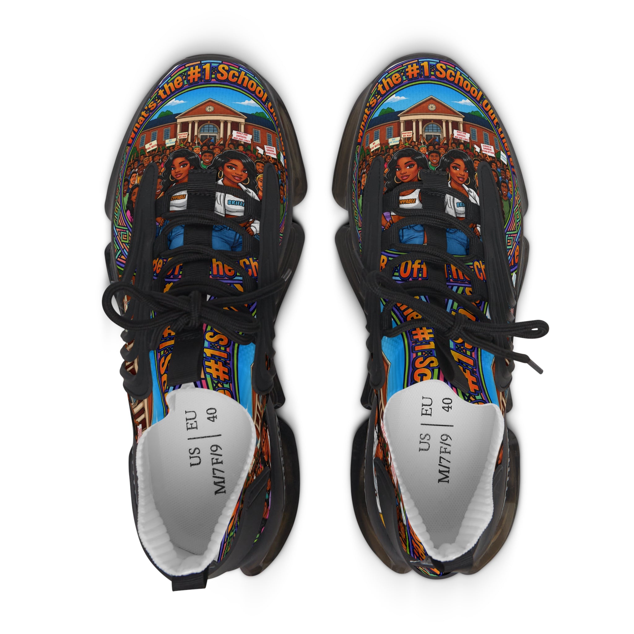 Women’s Mesh Sneakers — " What's The #1 School Out There "Vintage School Crew Graphic Athletic Shoes