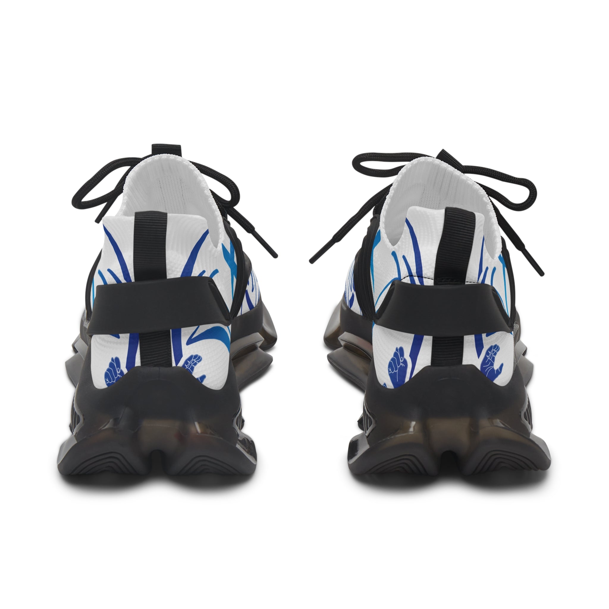 Women's White Mesh Sneakers — "Sign Language Jesus Christ "Lightweight Breathable Athletic Shoes with Color-Speckled Sole