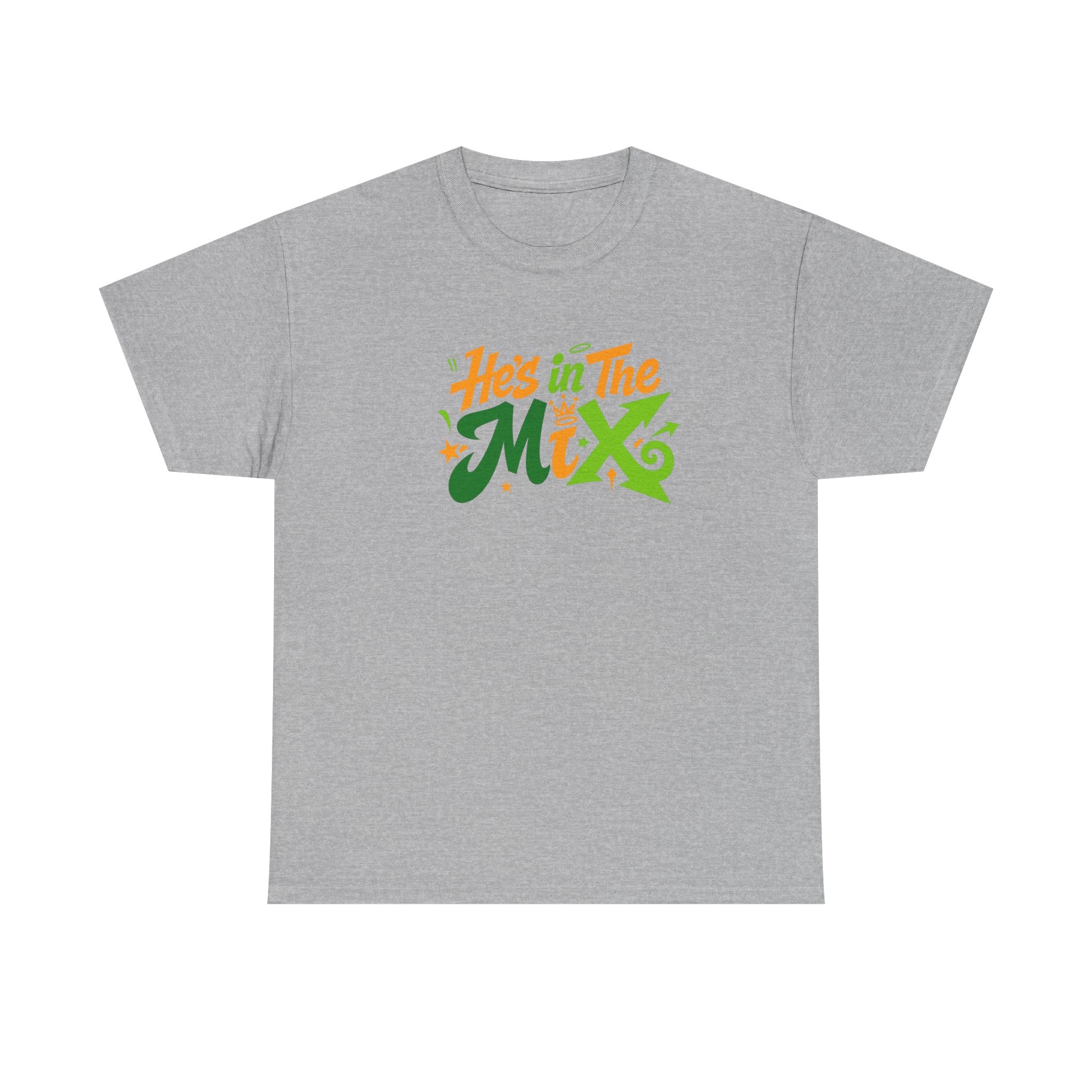 "He's in the Mix" T-Shirt — Retro Green & Orange DJ/Music Tee