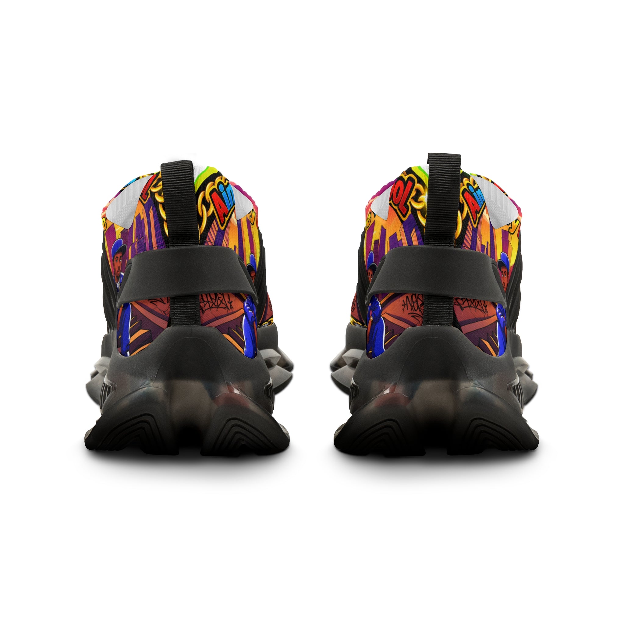 Men's Mesh Sneakers — " Aint Nothing Like The Old School" Vibrant Retro City Graphic Athletic Shoes