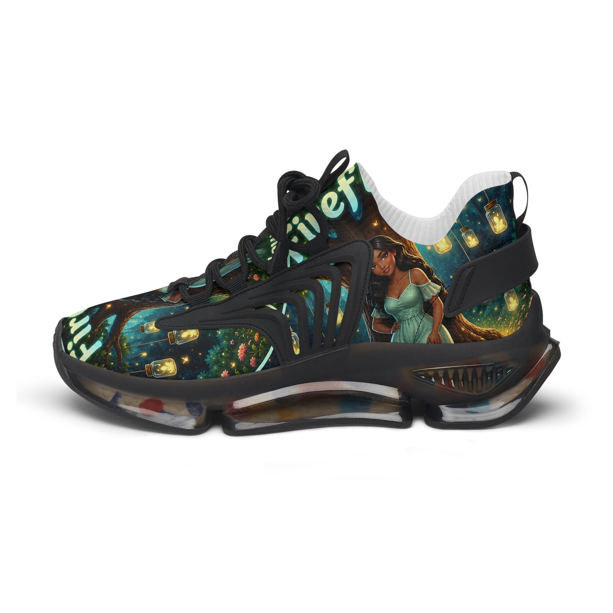 Women’s Mesh Sneakers — ’Fireflies’ Artistic Fairy Graphic Lightweight Running Shoes