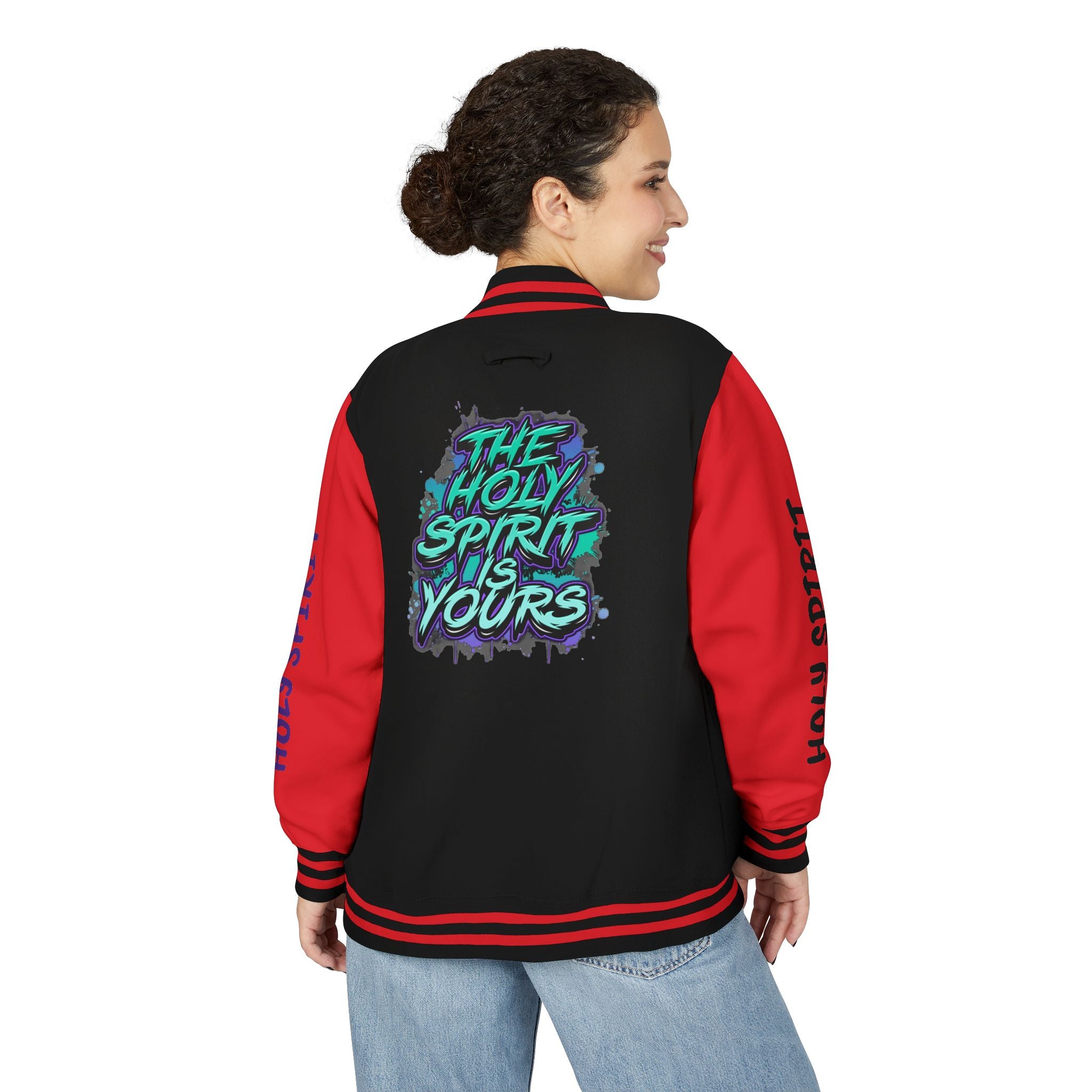 Letterman Jacket — "The Holy Spirit Is Yours" Graphic