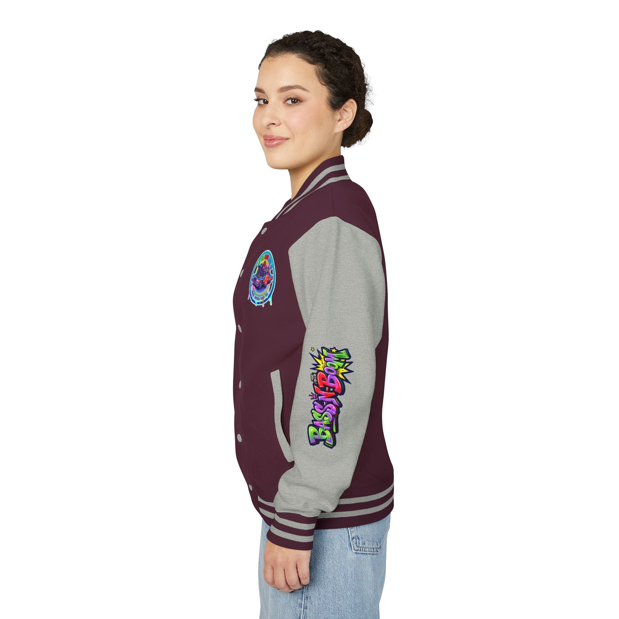 Letterman Jacket — ' Let The Bass Kick In' Retro Lowrider Crew Graphic