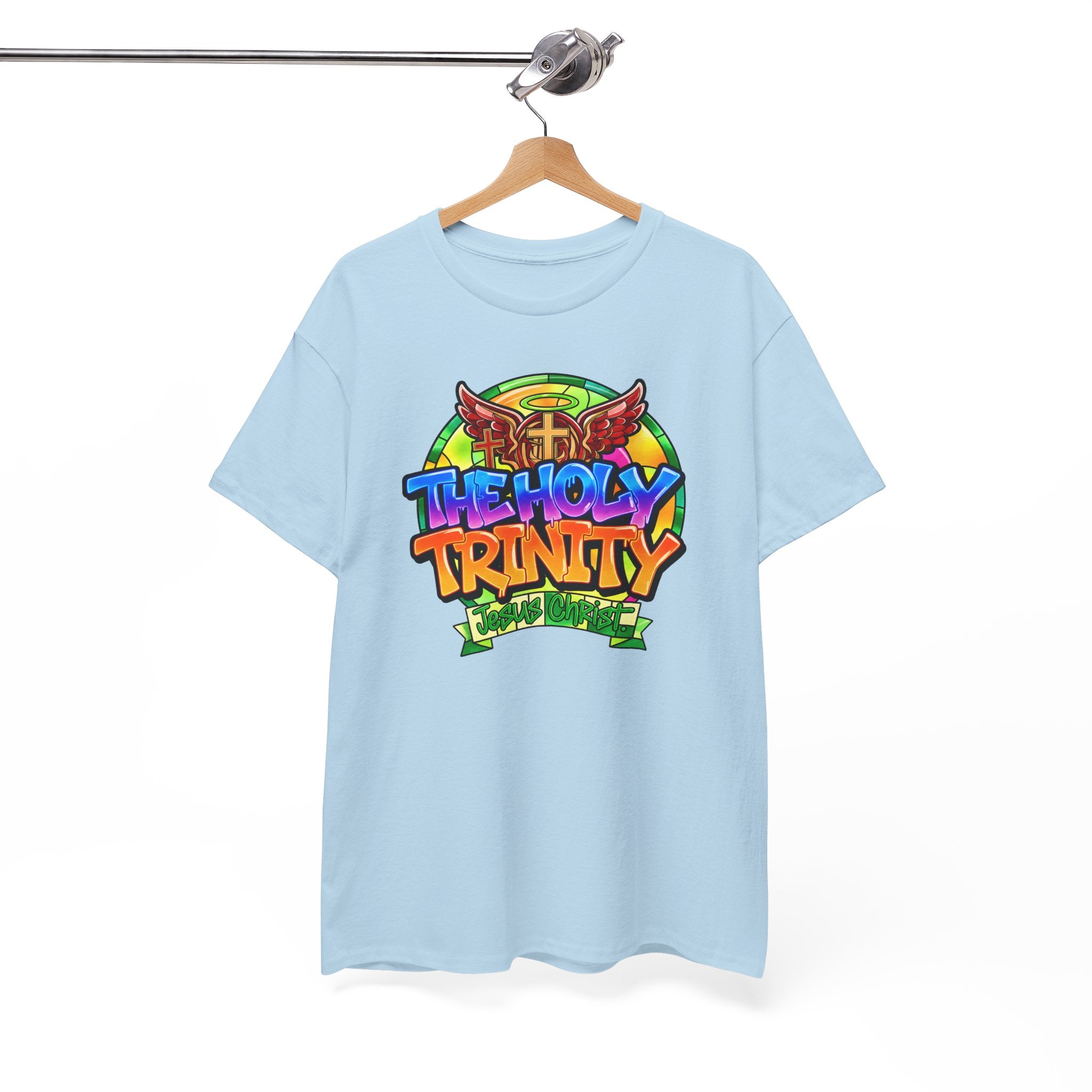 Holy Trinity Graphic Tee — Colorful Faith-Inspired Streetwear T-Shirt
