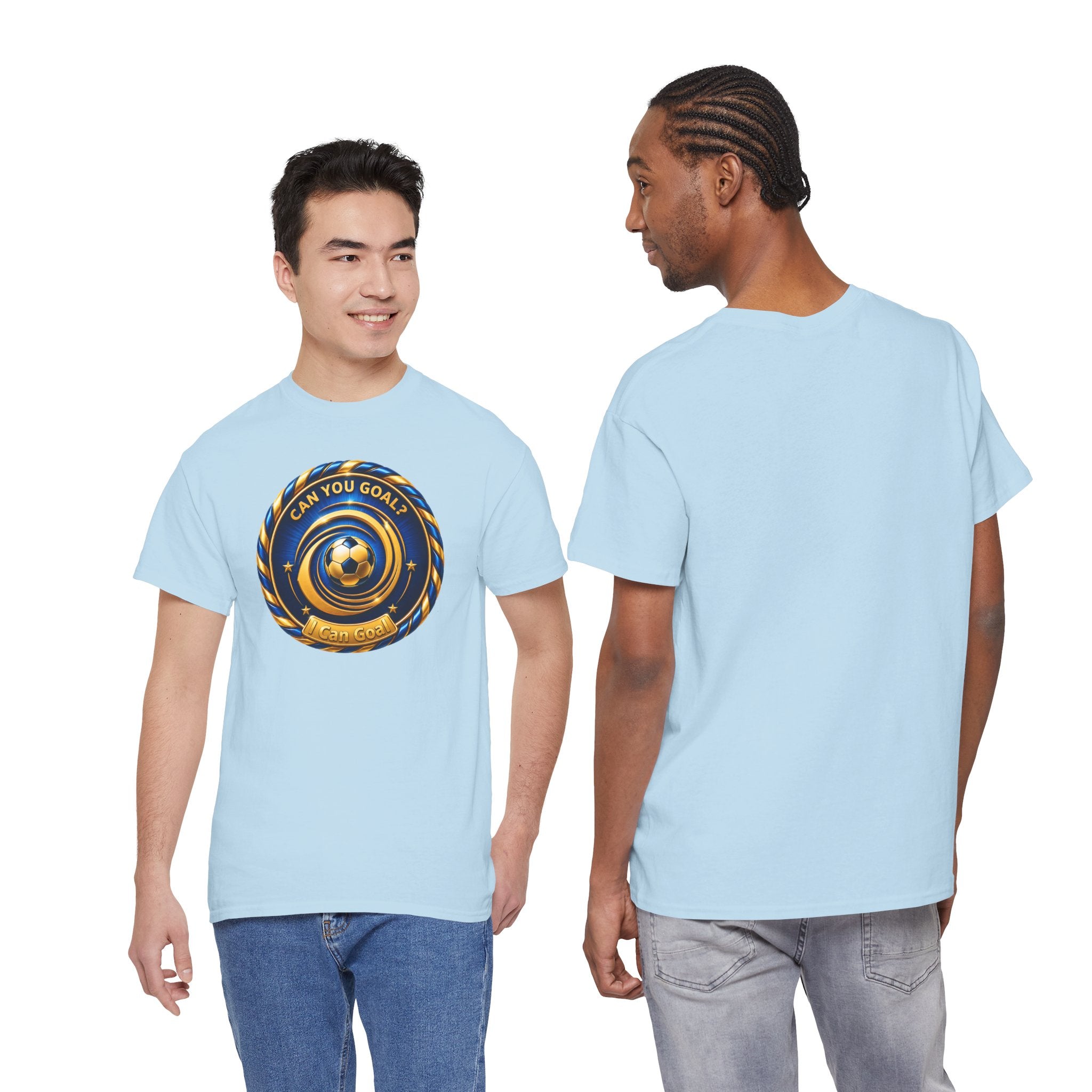 Soccer Badge Tee — "Can You Goal?" Graphic Soccer Shirt