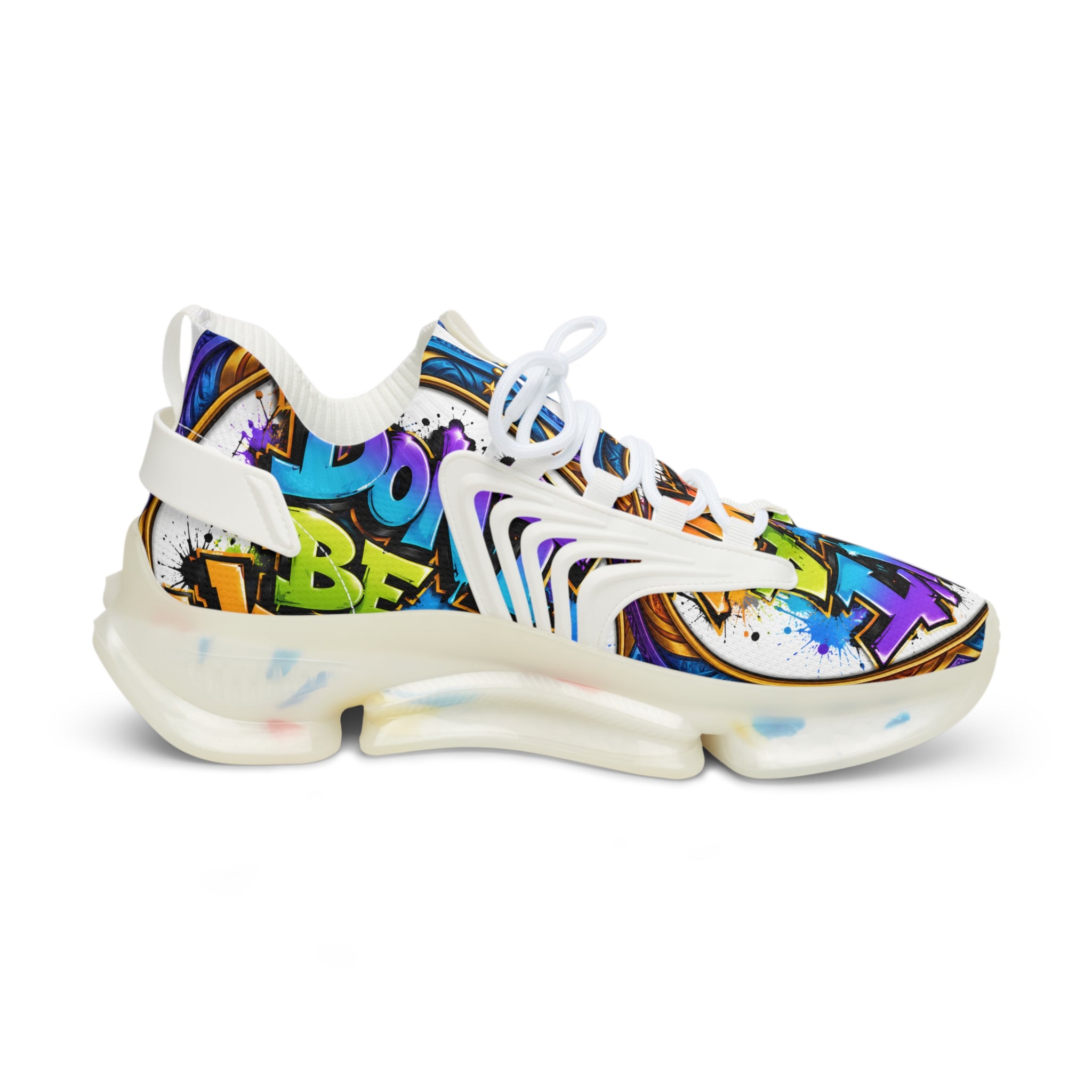 Men's Mesh Sneakers — " Don't Be A Junkie" Colorful 'Don't Be a Junkie' Graffiti Athletic Shoes