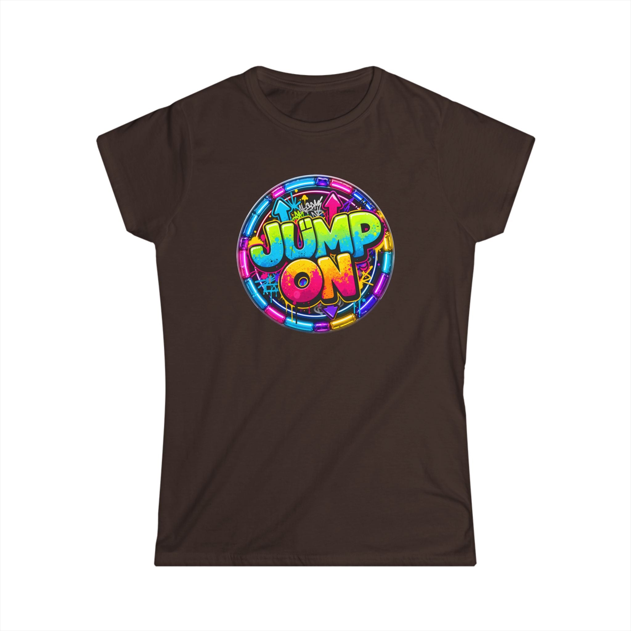 Women’s Tee — " Jump On" Classic White Softstyle Short Sleeve Shirt