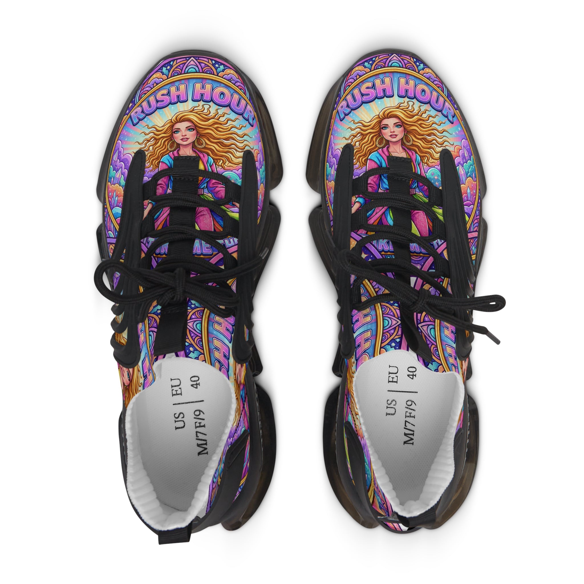 Women's Mesh Sneakers — Colorful Goddess Graphic Athletic Shoes