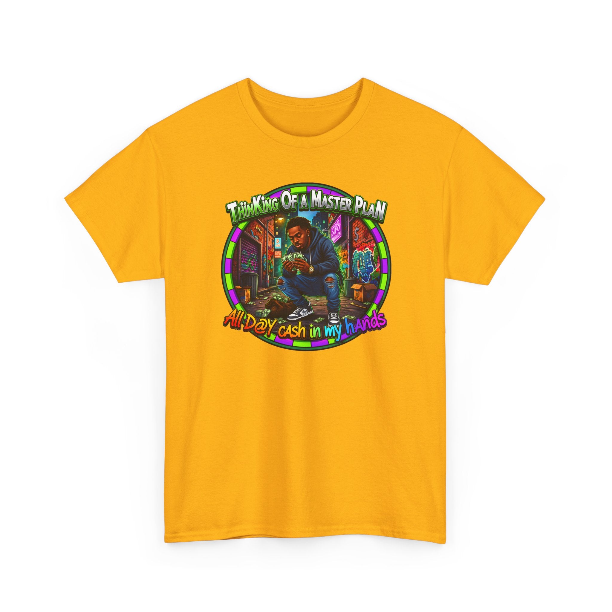 T-Shirt — "Thinking of a Master Plan" Colorful Retro Hip-Hop Graphic Tee