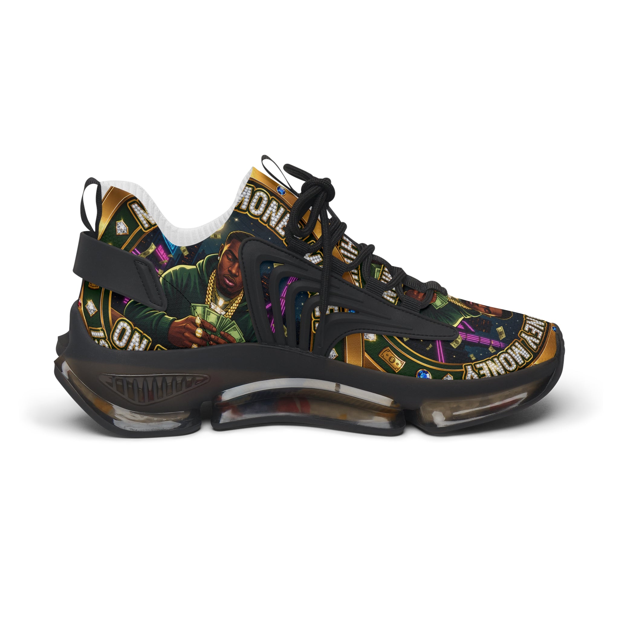 Men's Mesh Sneakers — 'Money' Graphic Women's Athletic Shoes