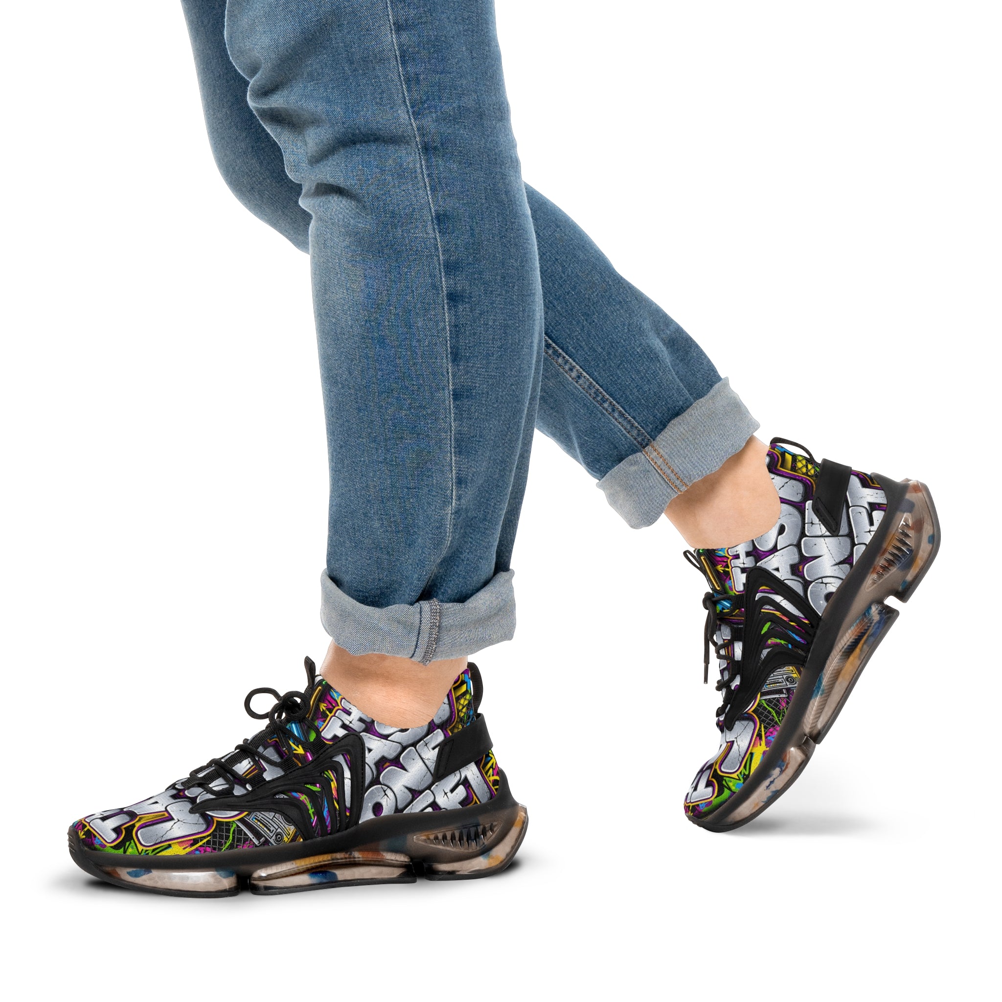 Men's Graffiti 'The Last One Left" Mesh Sneakers — Colorful Streetwear Athletic Shoes