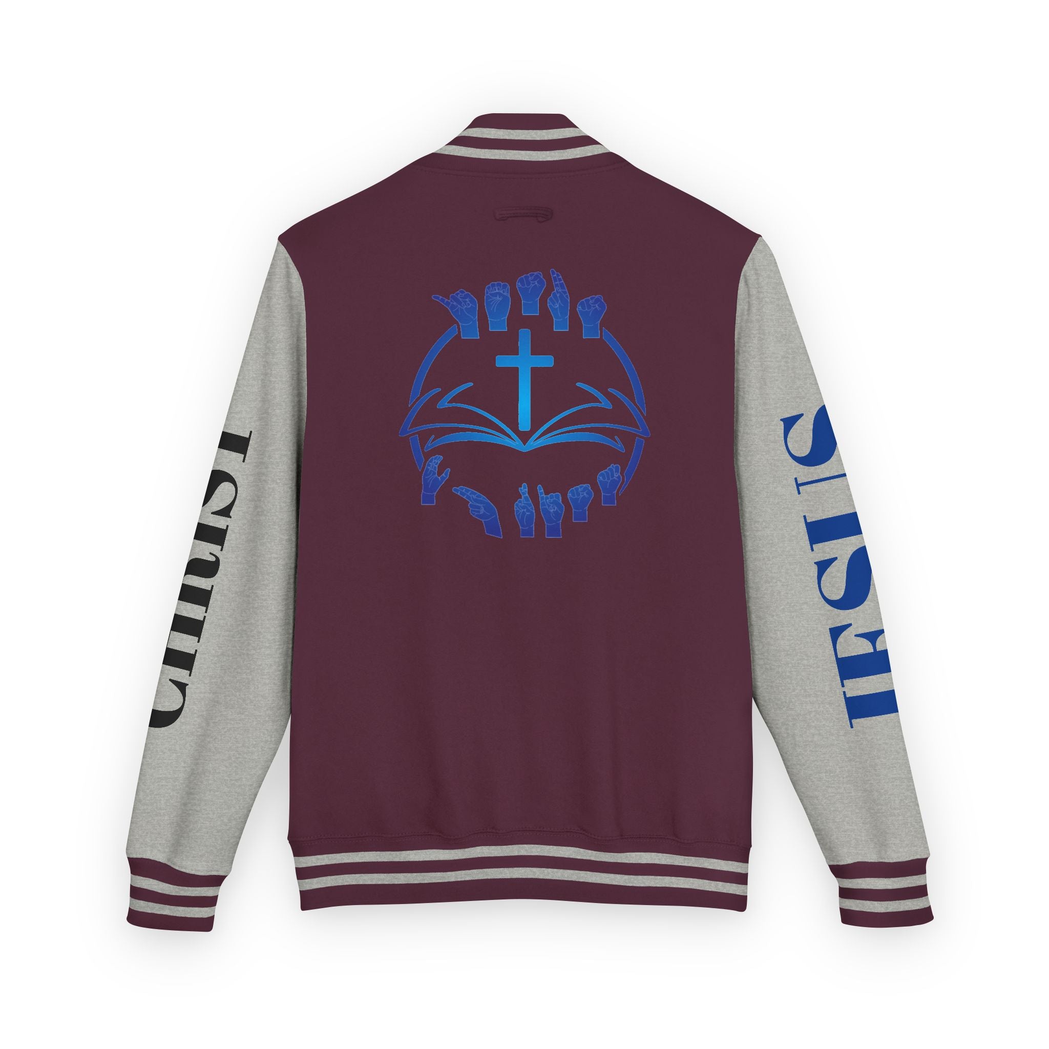 Christian Cross Letterman Jacket — Faith Crewneck Varsity Jacket