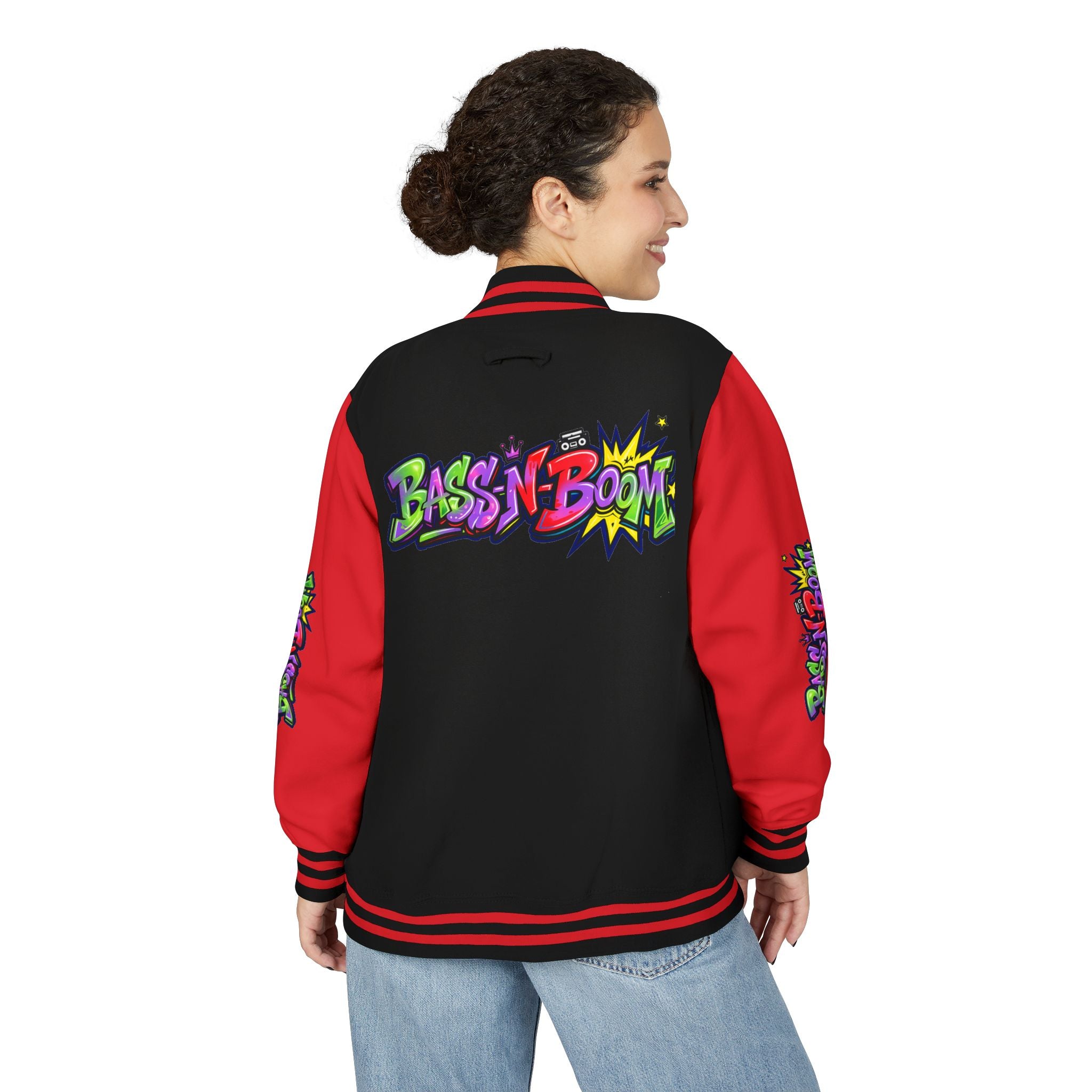 Letterman Jacket — 'Bass N Boom' Graffiti Bomber