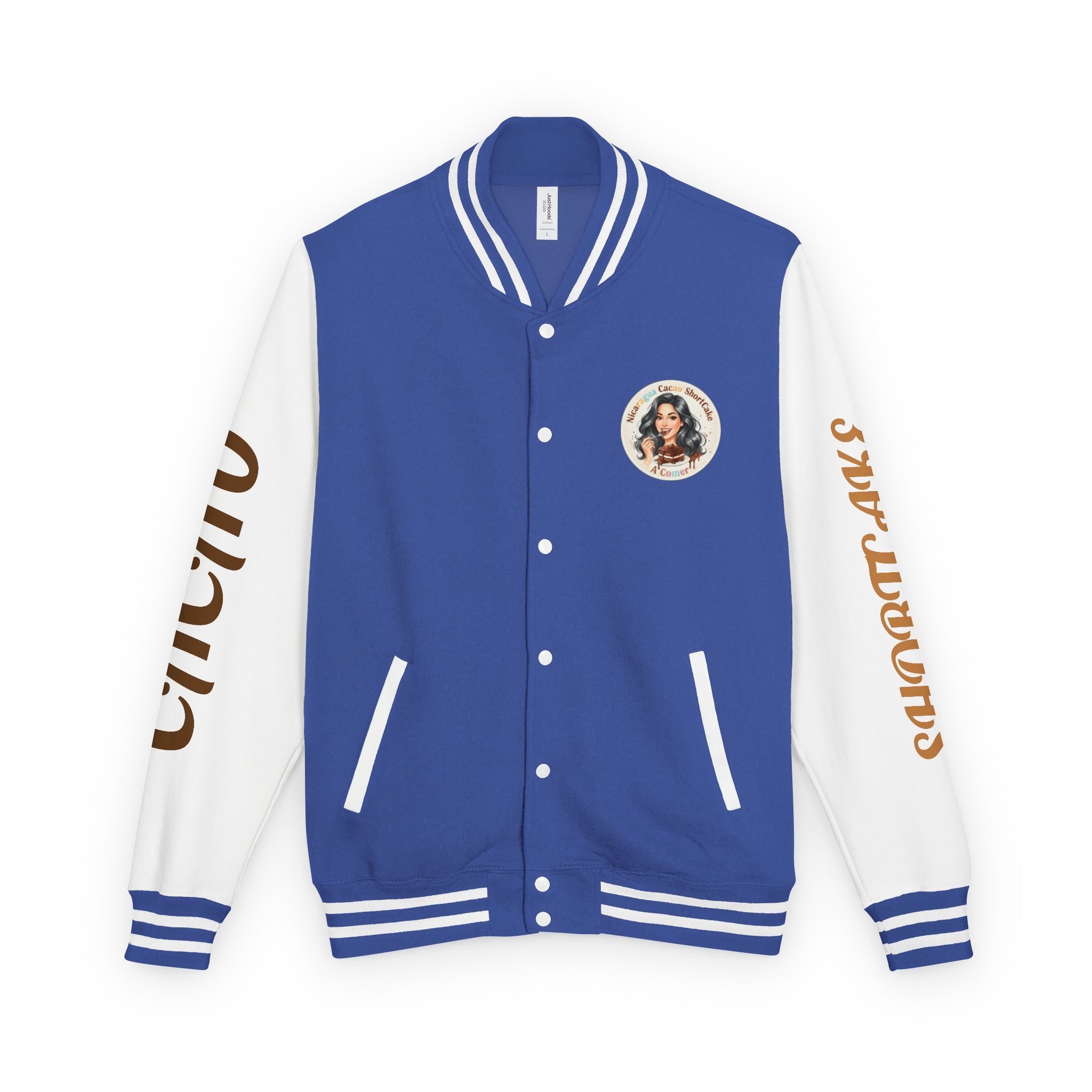 Vintage Pin-Up Letterman Jacket —Cacao Chocolate Shortcake Retro Logo Varsity Jacket