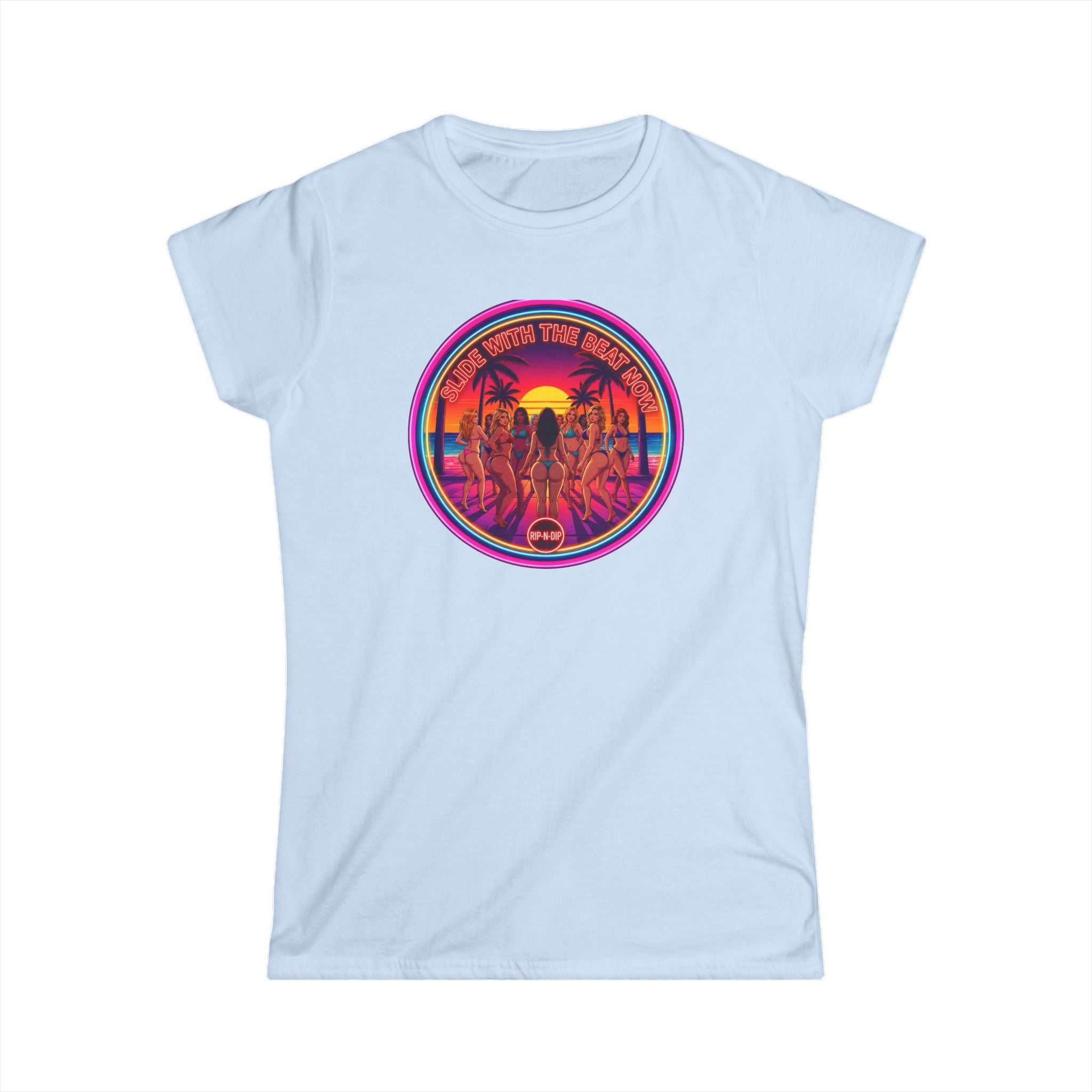 Women's Tee - " Slide With The Beat Now " Classic White Softstyle Short Sleeve