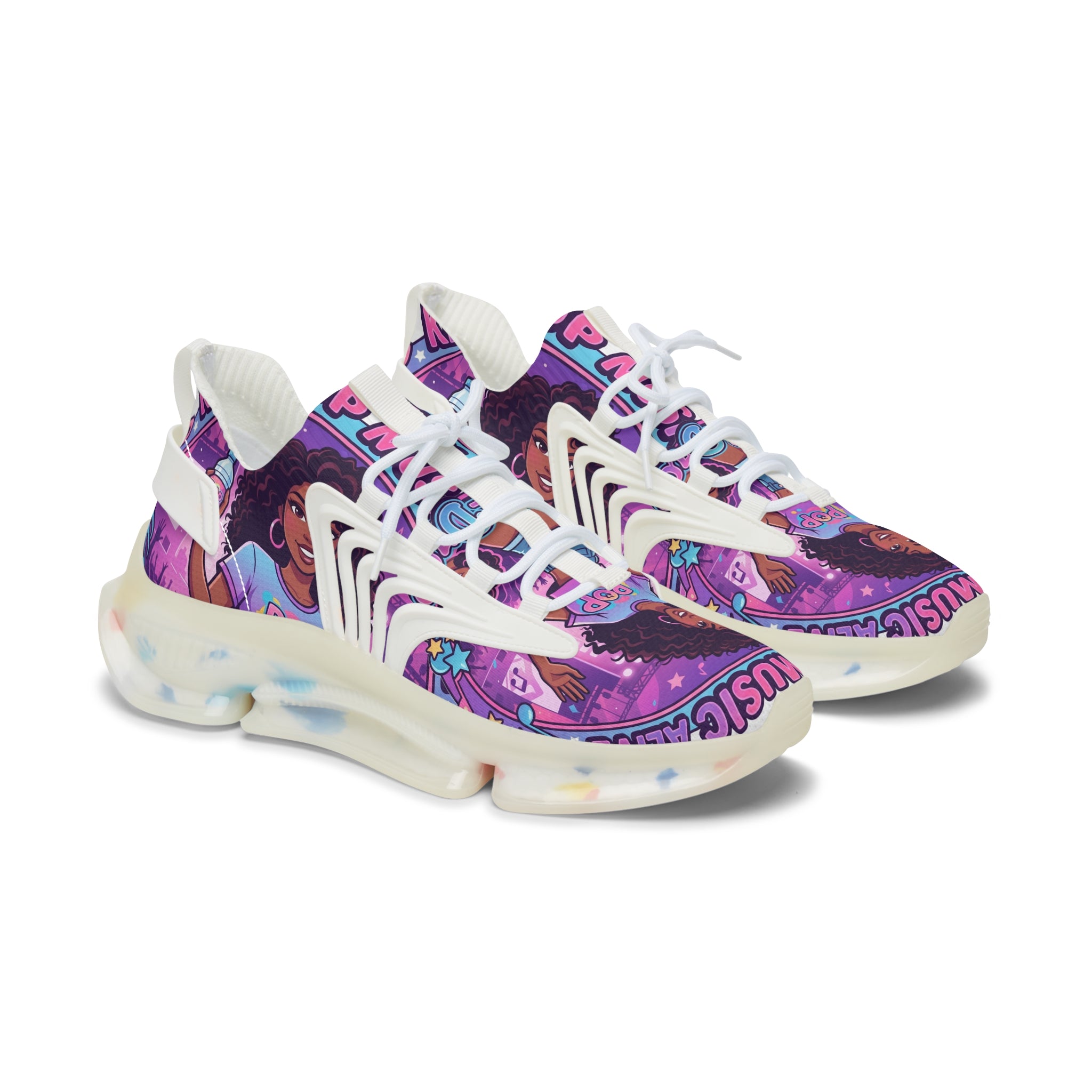 Women’s Mesh Sneakers —" Keep  Pop Music  Alive "Retro Pop Music Graphic Athletic Shoes