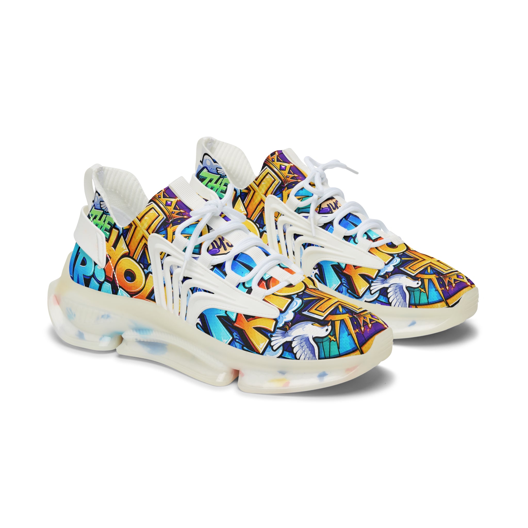 Men's Mesh Sneakers — 'The Holy' Colorful Graffiti Athletic Shoes for Women