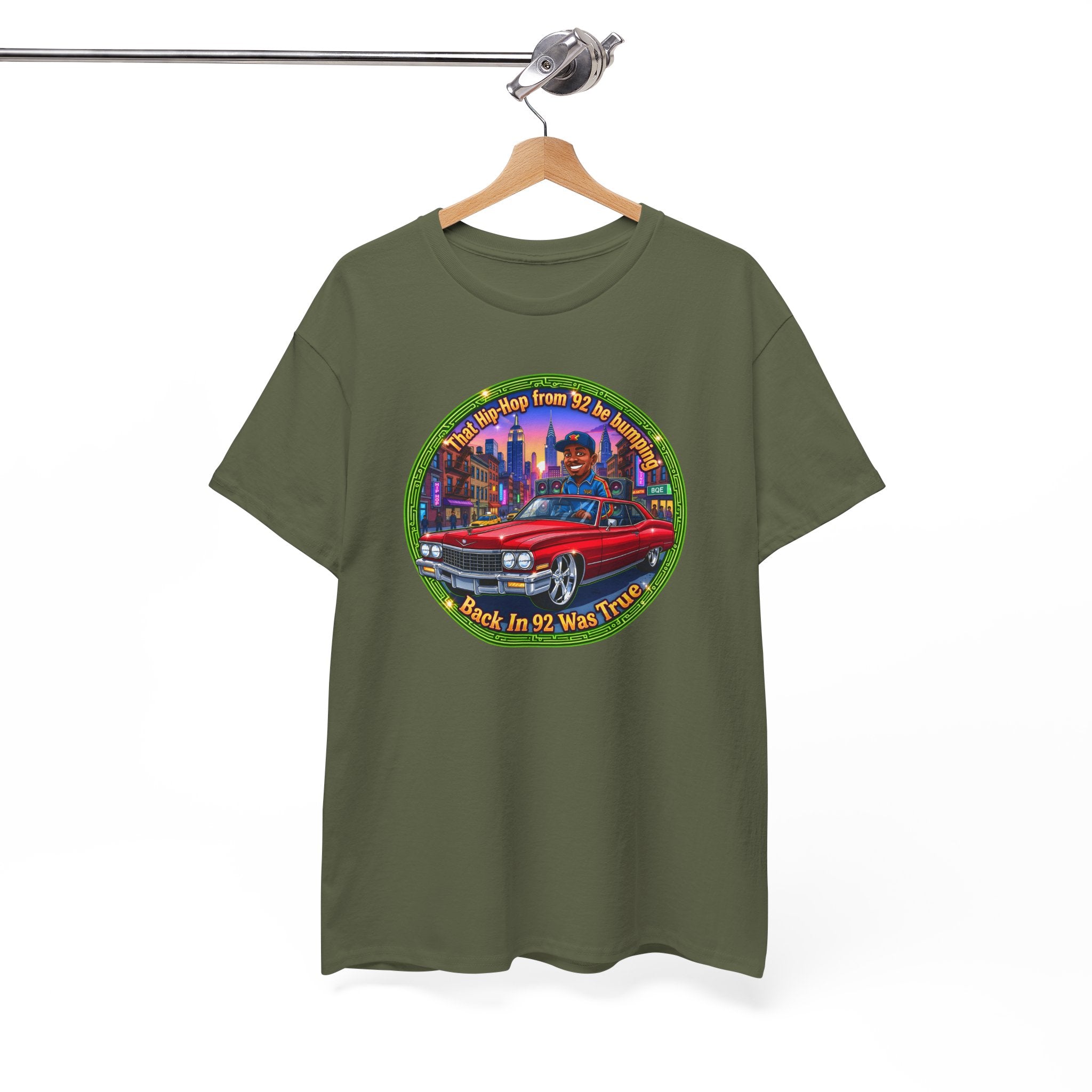 Vintage Red Convertible T-Shirt – “That Hip-hop From 92 Be Bumping" Retro City Cruise Tee