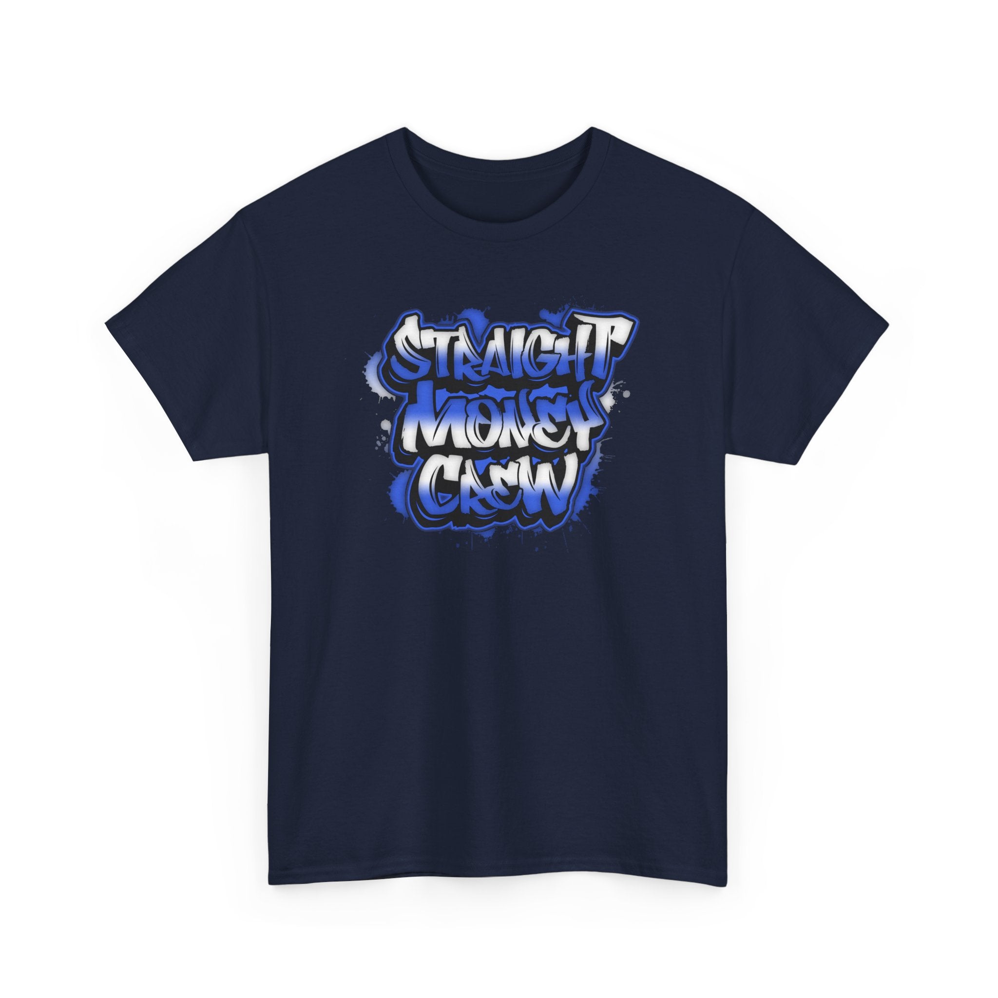 T-Shirt — "Stackin' Money Crew" Blue Graffiti Graphic Tee