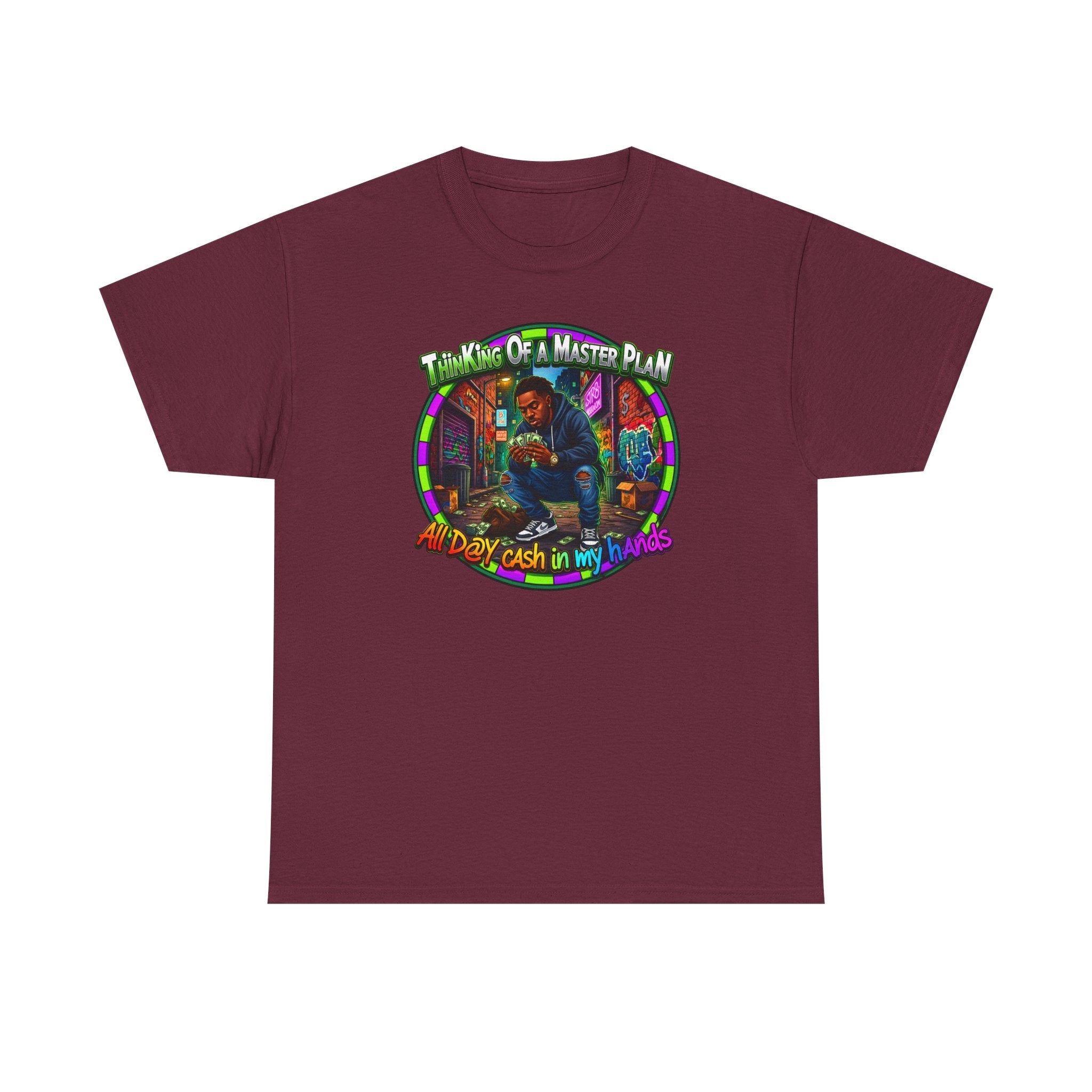 T-Shirt — "Thinking of a Master Plan" Colorful Retro Hip-Hop Graphic Tee