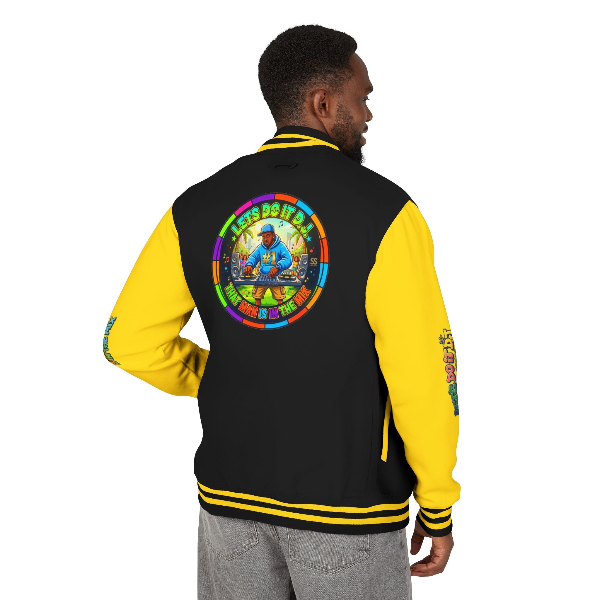 Letterman Jacket — 'Let's Do It' DJ Graphic Varsity Jacket