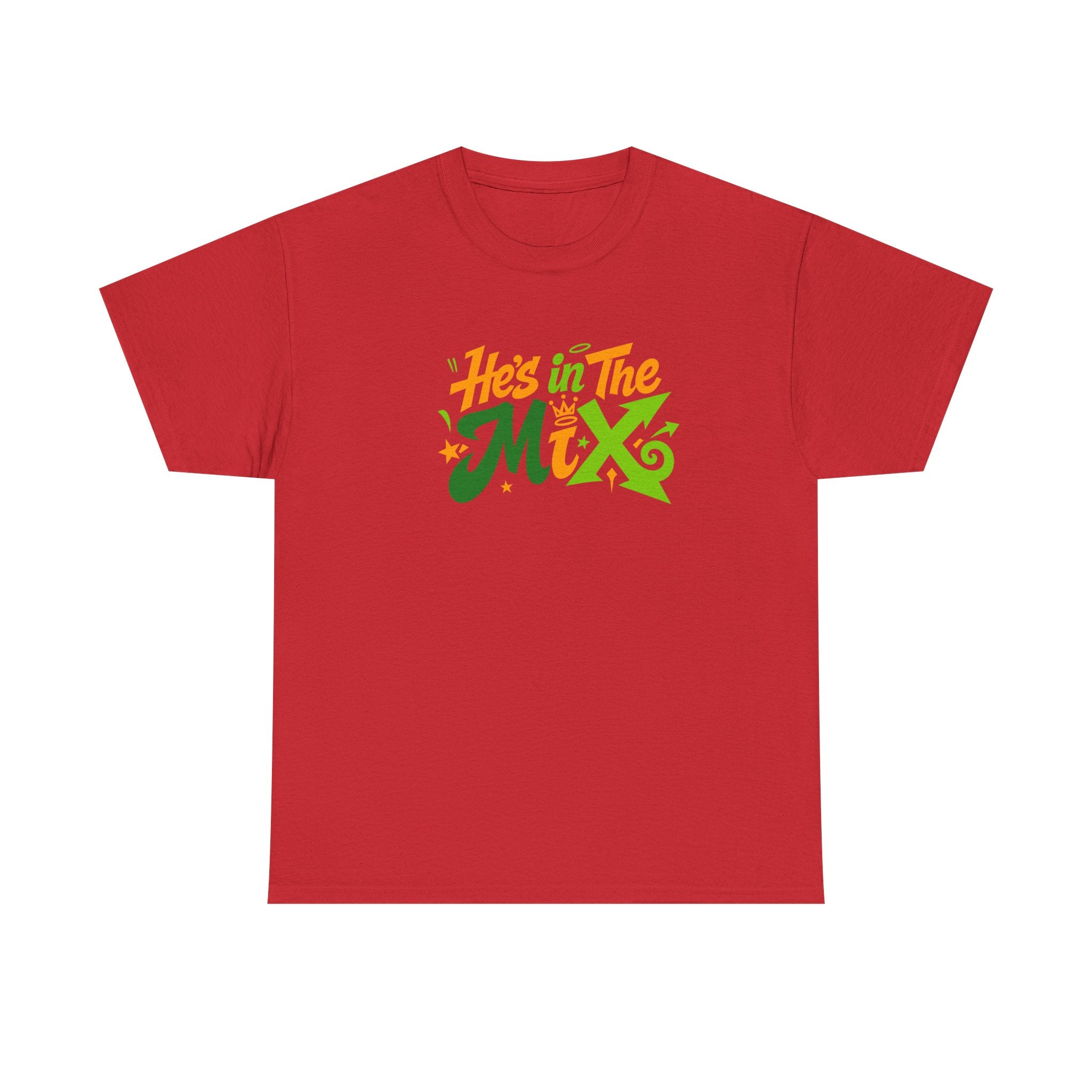 "He's in the Mix" T-Shirt — Retro Green & Orange DJ/Music Tee