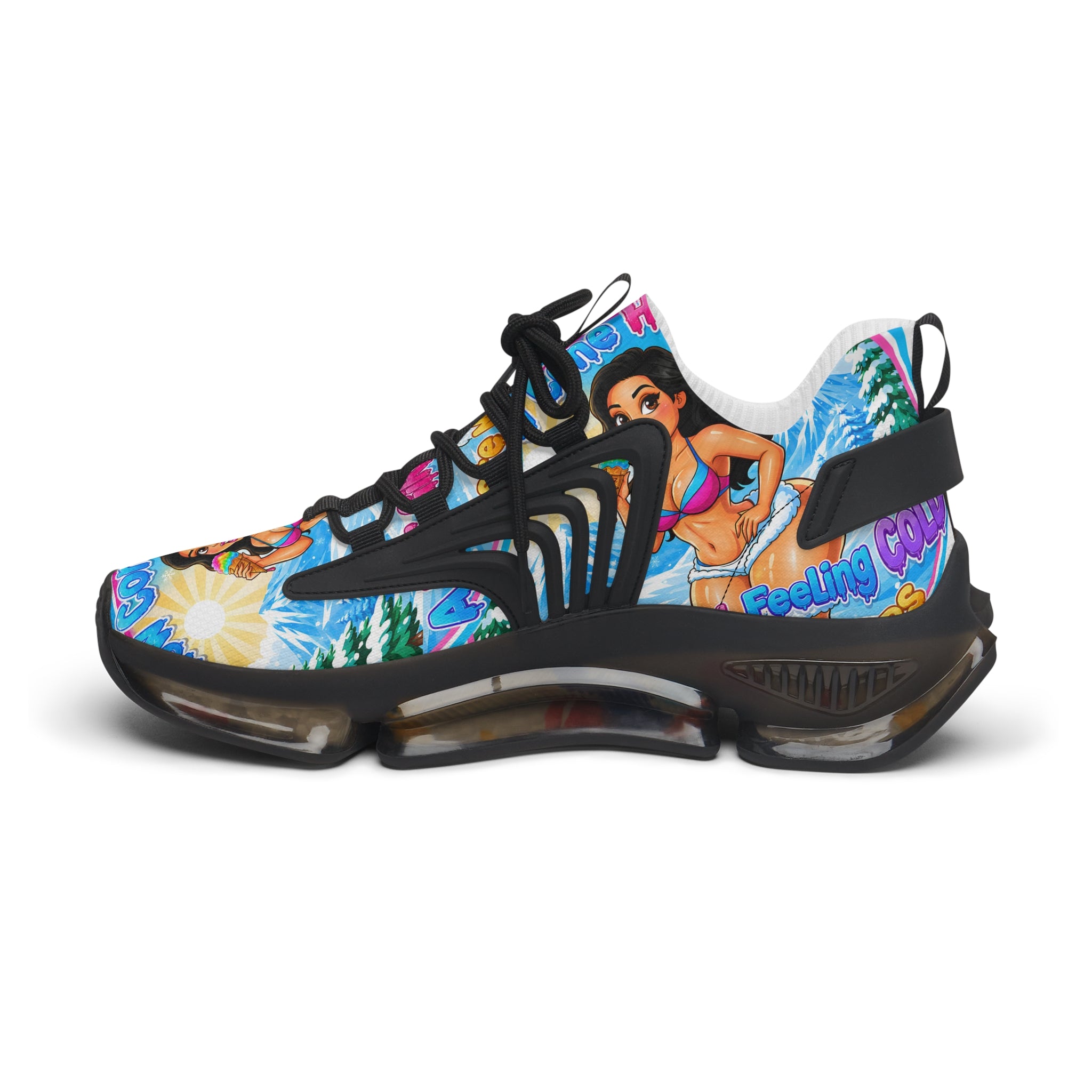 Women's Mesh Sneakers —"Snow Cone Hot Girl "Tropical Beach Babe Graphic Sneakers