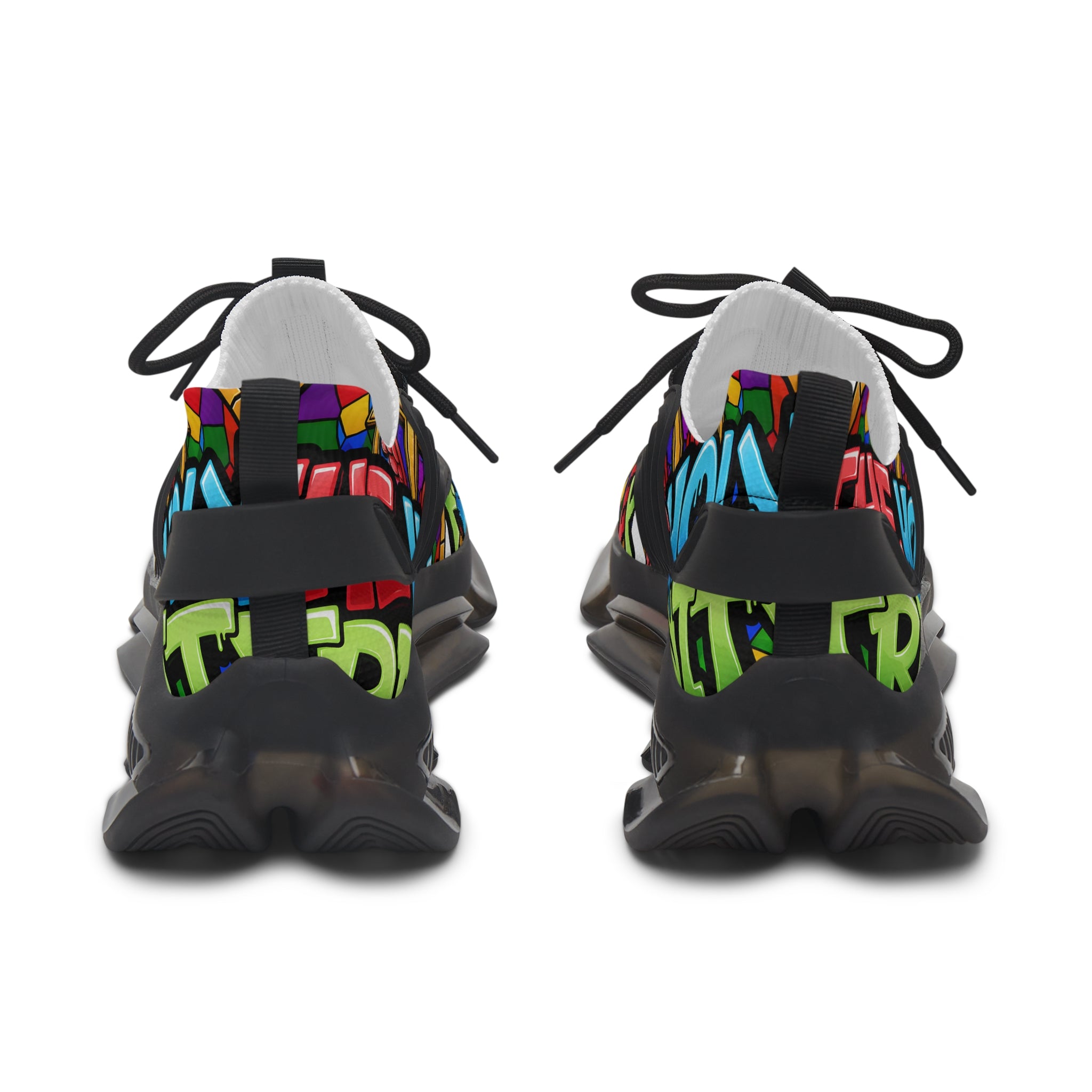 Men's Mesh Sneakers — " Holy Trinity "Colorful Graffiti Cross Design Athletic Shoes