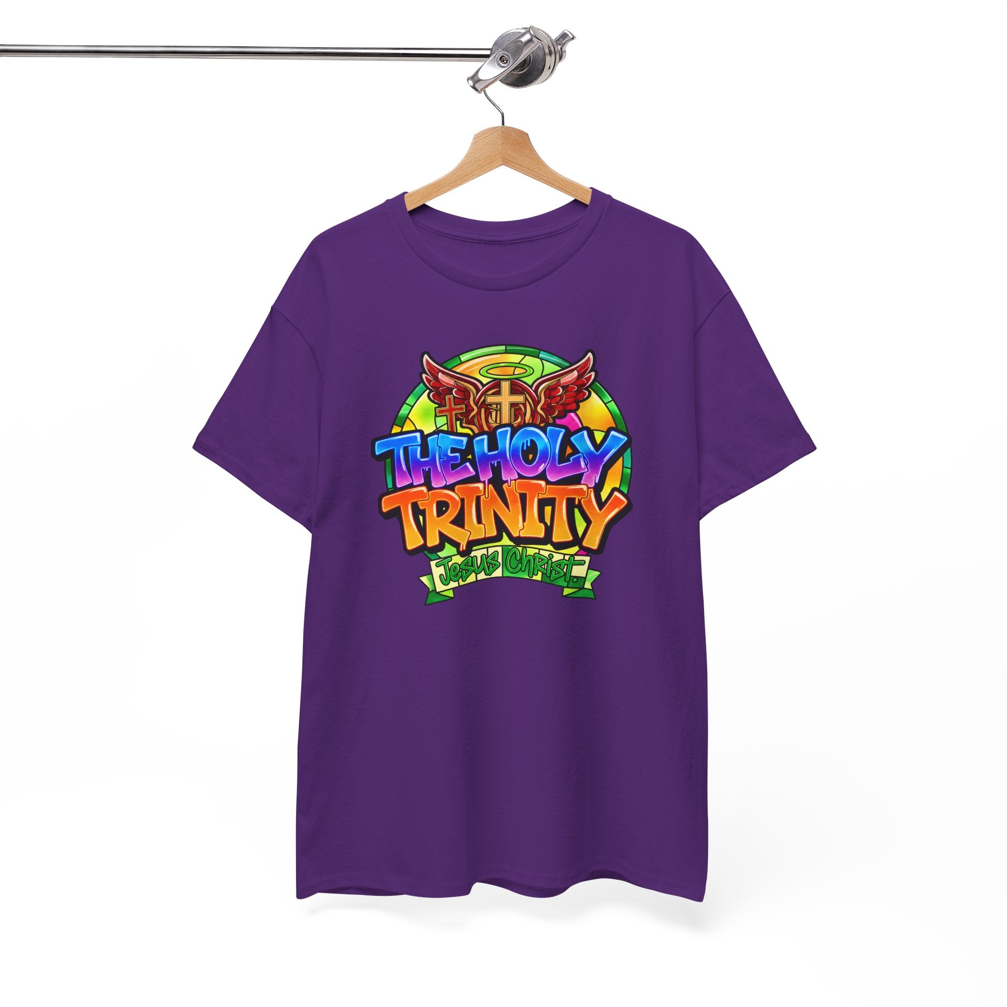 Holy Trinity Graphic Tee — Colorful Faith-Inspired Streetwear T-Shirt