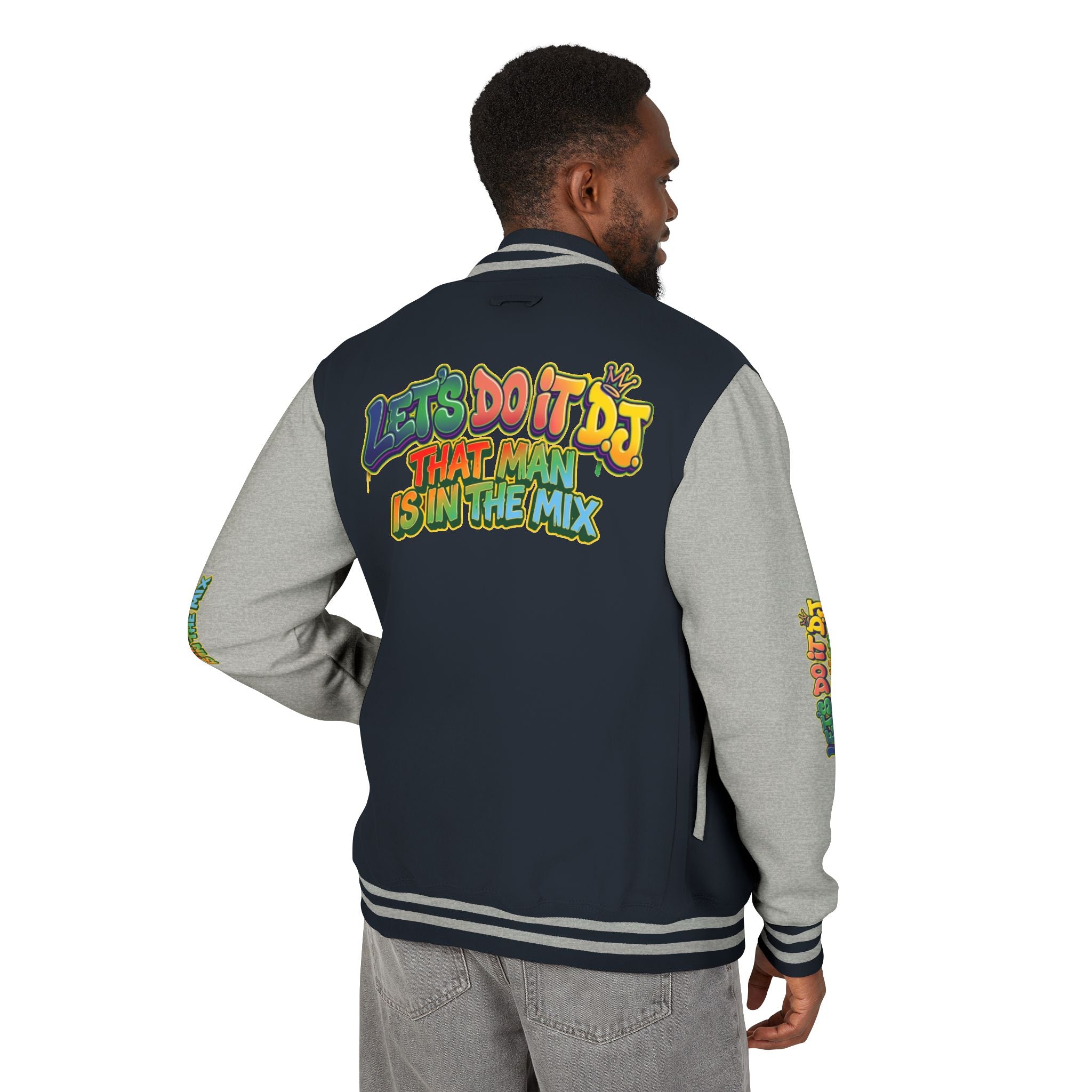 Letterman Jacket — 'Let's Do It' DJ Graphic Varsity Jacket