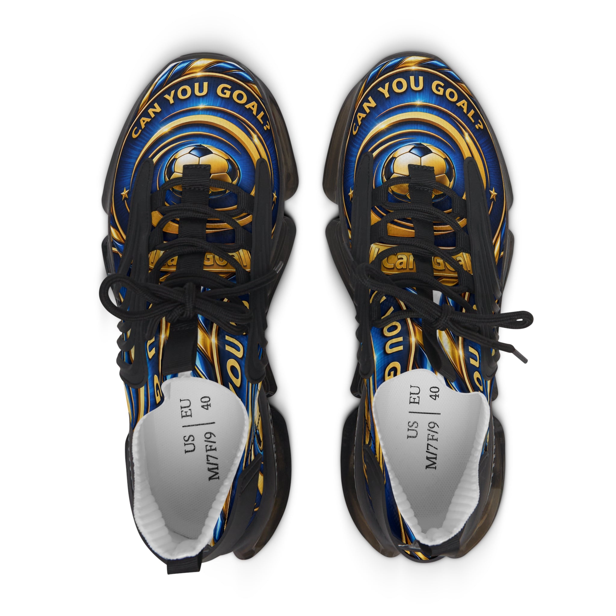 Men's Mesh Sneakers —"Can You Goal" Soccer Goal Design Women’s Athletic Shoes