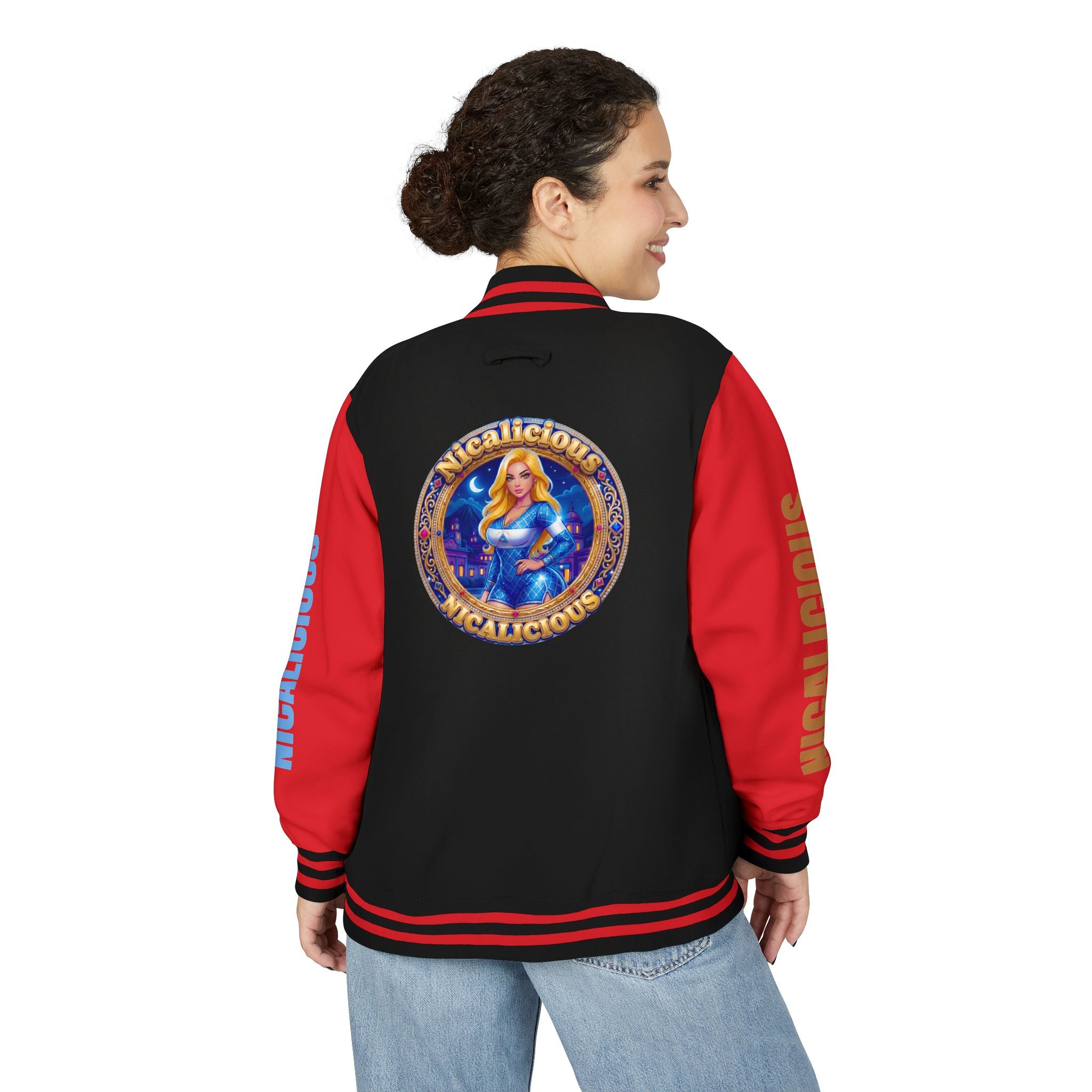 Letterman Jacket — 'Nicalicious' Retro Varsity Jacket with Angel Crest