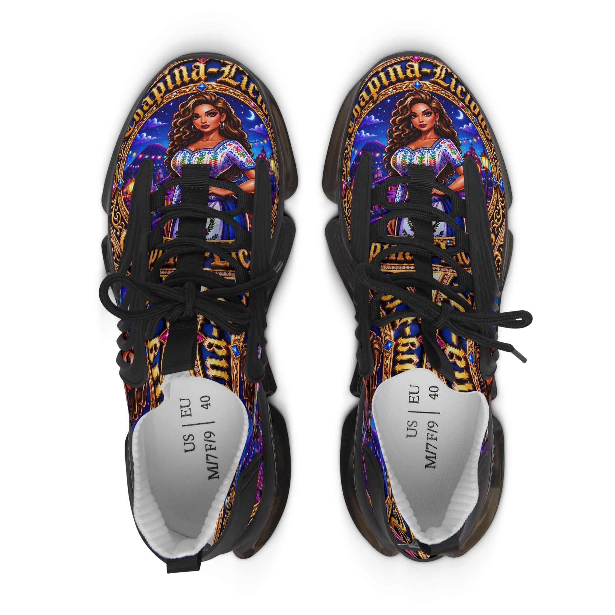 Women's Mesh Sneakers —"Chapina-Licious "Vibrant Saint-inspired Graphic Athletic Shoes