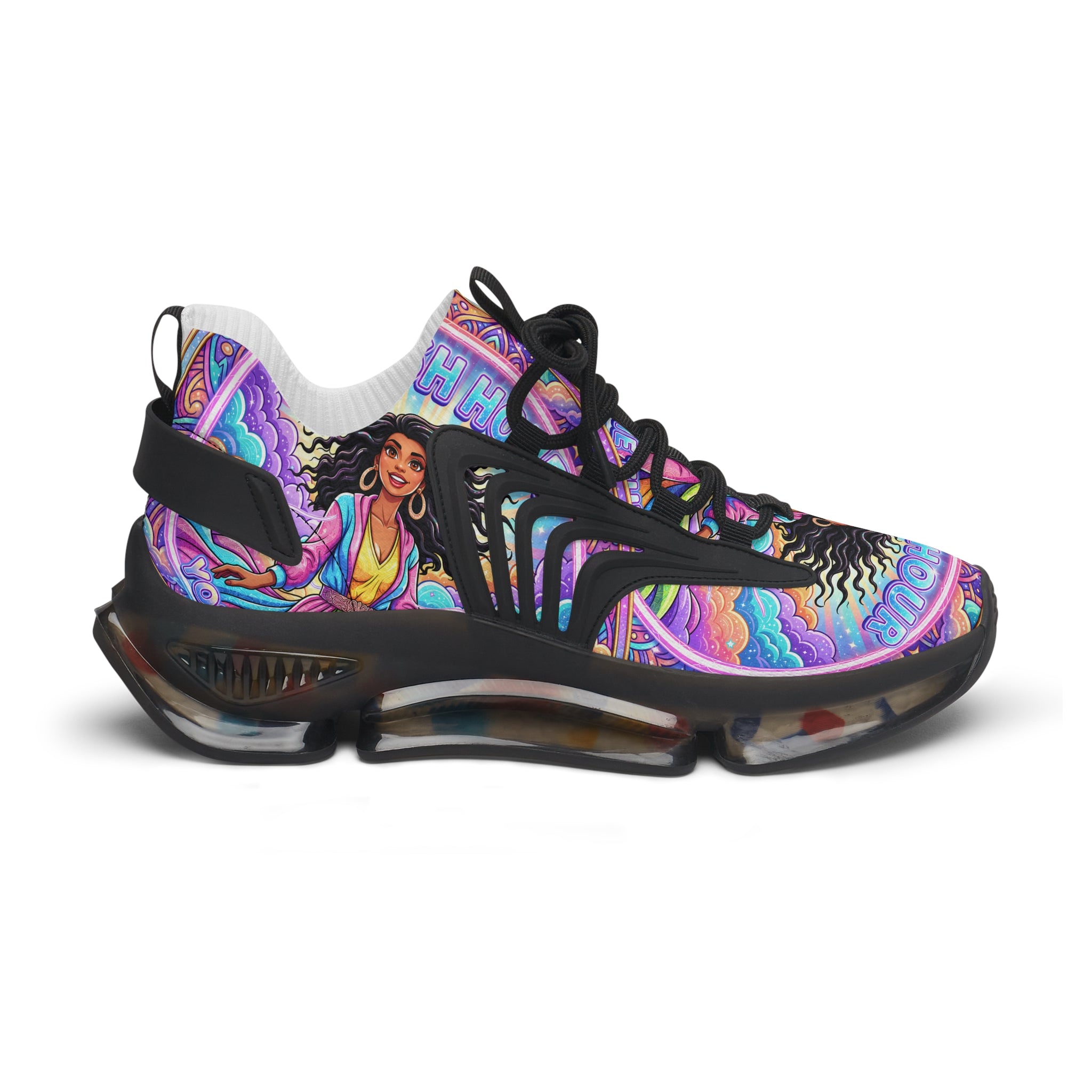 Women's Mesh Sneakers — Colorful Spiritual Goddess Graphic Athletic Shoes