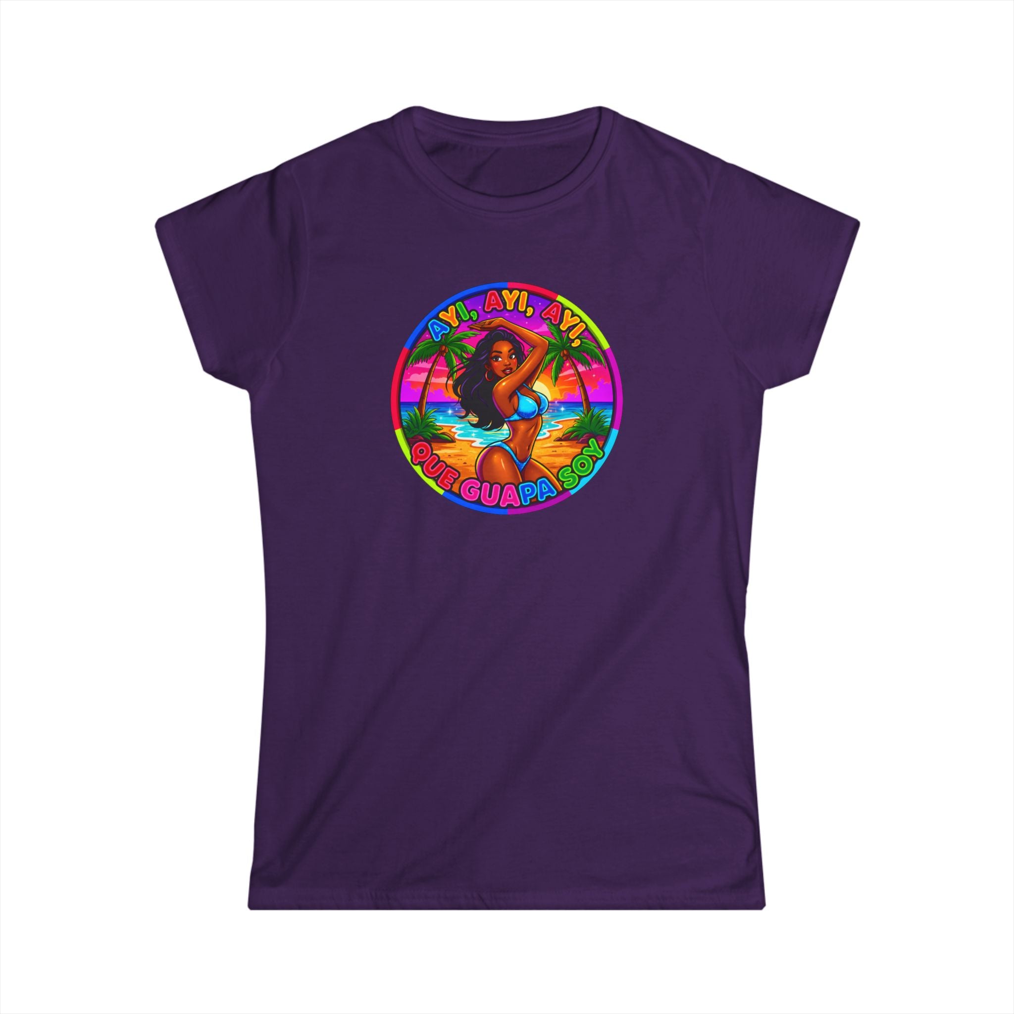 Vintage Tropical Surf T-Shirt — "Ayi, Ayi Ayi Que Guapa Soy"  Retro Beach Graphic
