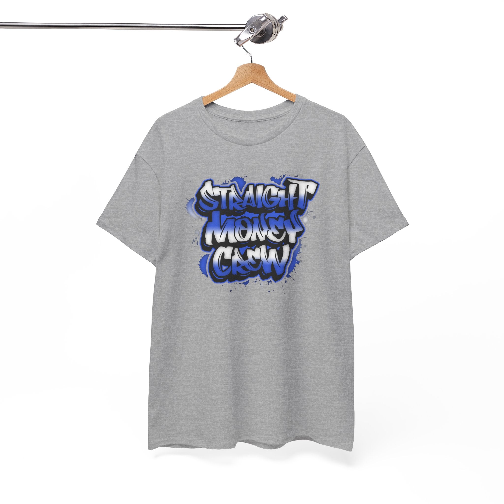 T-Shirt — "Stackin' Money Crew" Blue Graffiti Graphic Tee