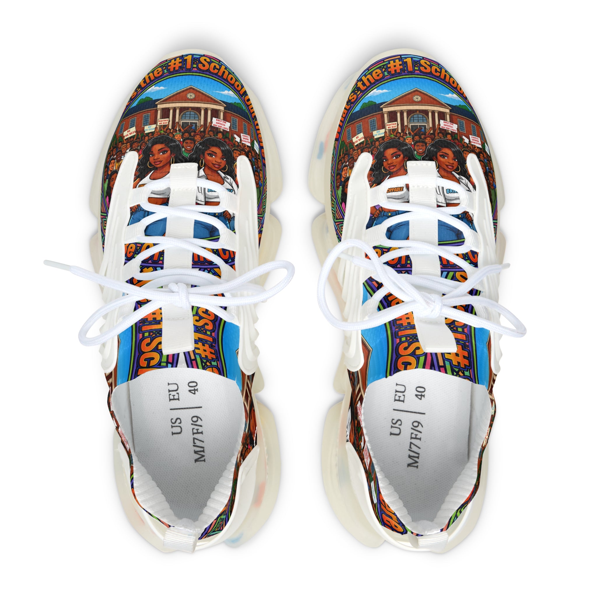 Women’s Mesh Sneakers — " What's The #1 School Out There "Vintage School Crew Graphic Athletic Shoes