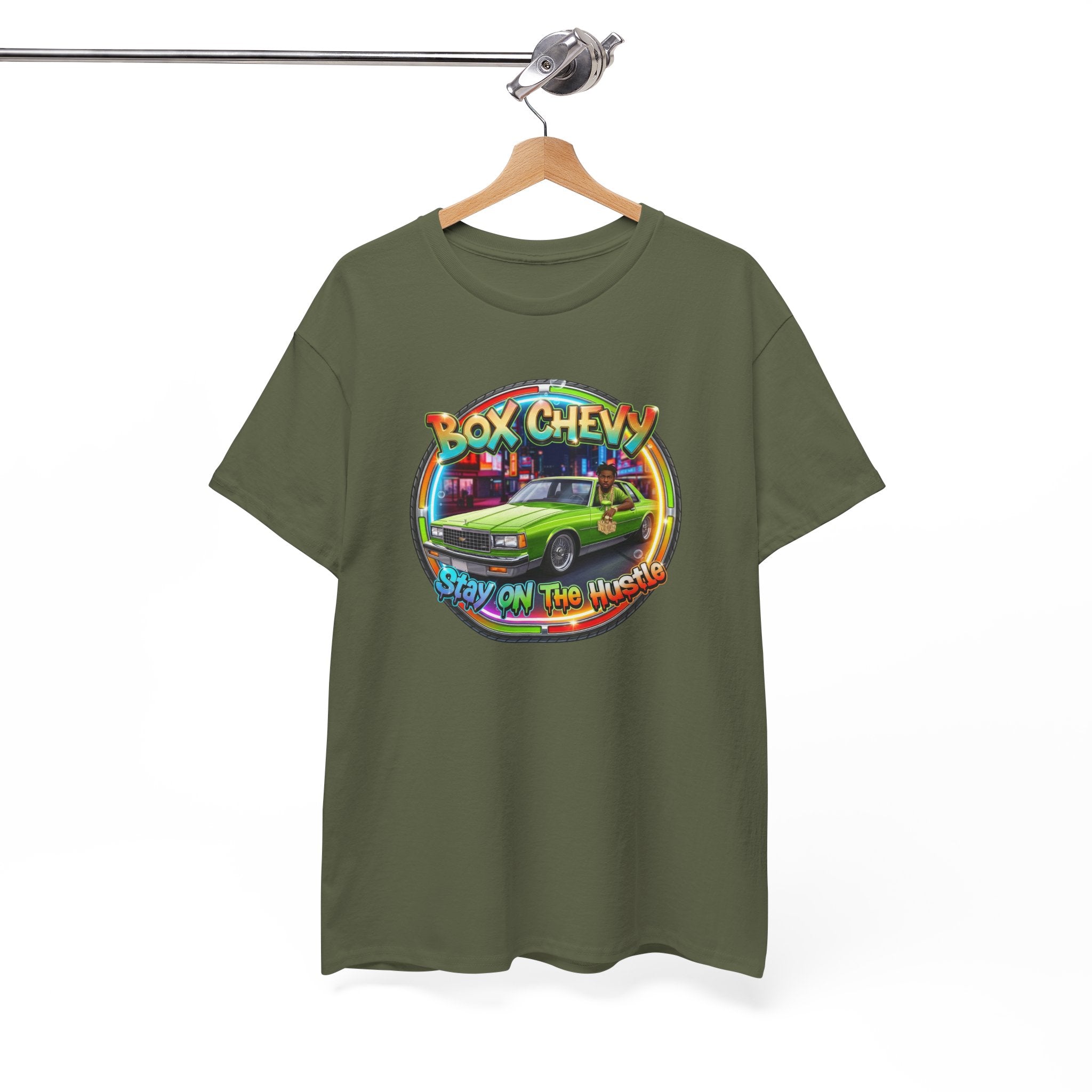 Vintage Chevy Truck Tee — "Box Chevy Stay On The Hustle" Retro Car Graphic Shirt